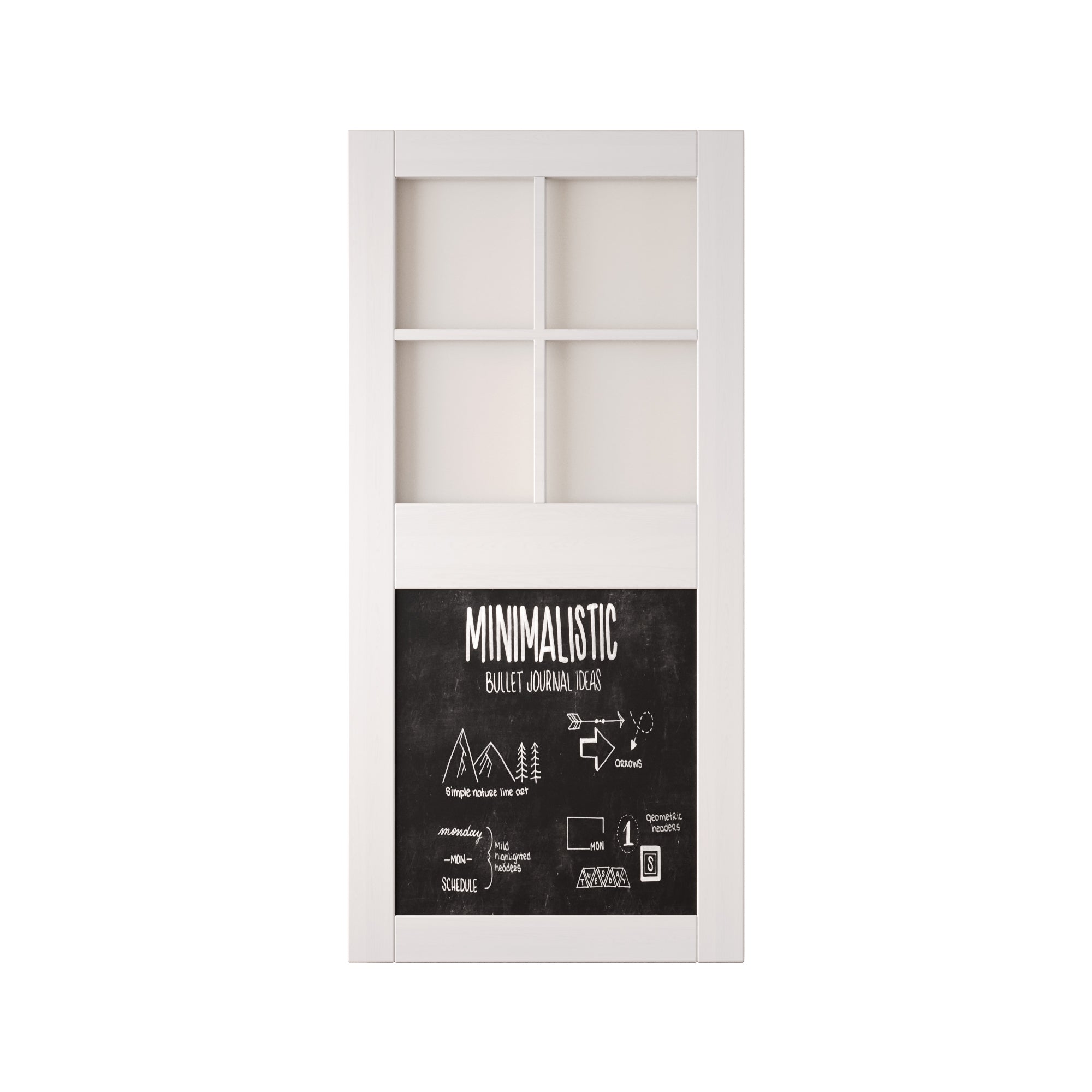 84" Height White Half Lite Chalkboard Unassembled & Finished Pine Wood Barn Door (Interior Use Only)