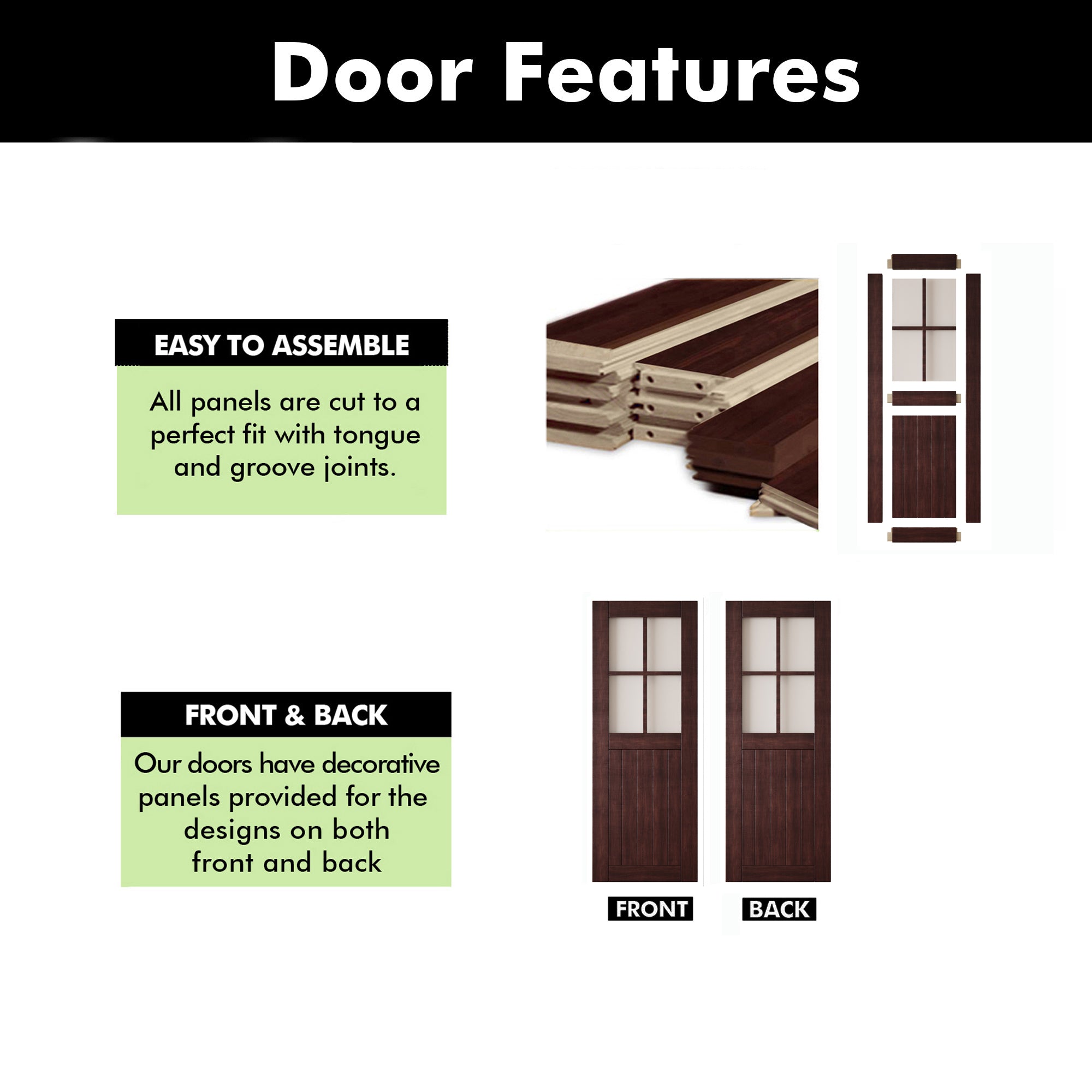 80" Height Red Mahogany Half Lite Frosted Glass Cross Design Unassembled & Finished Pine Wood Barn Door (Interior Use Only)