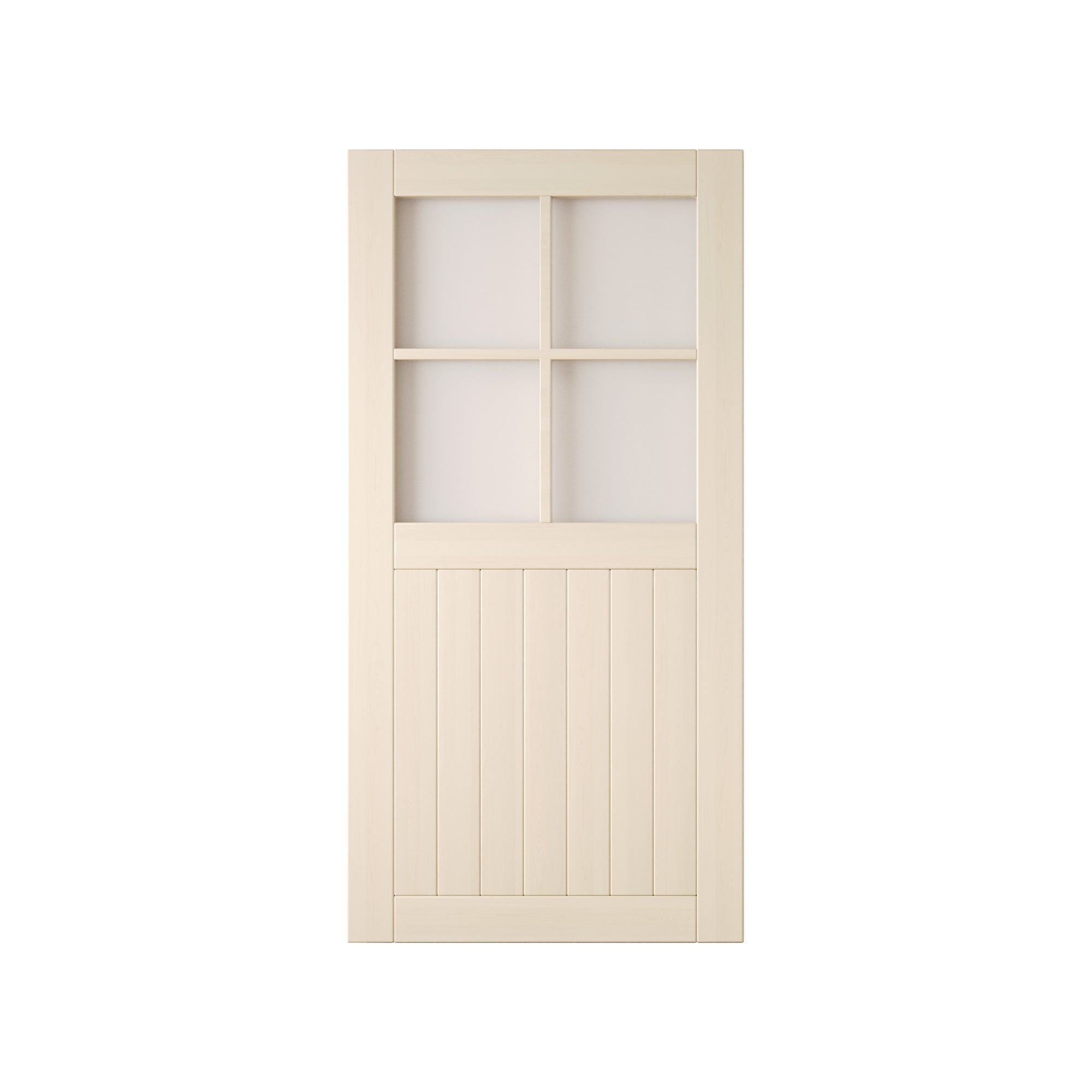 80" Height Tinsmith Gray Half Lite Frosted Glass Cross Design Unassembled & Finished Pine Wood Barn Door (Interior Use Only)