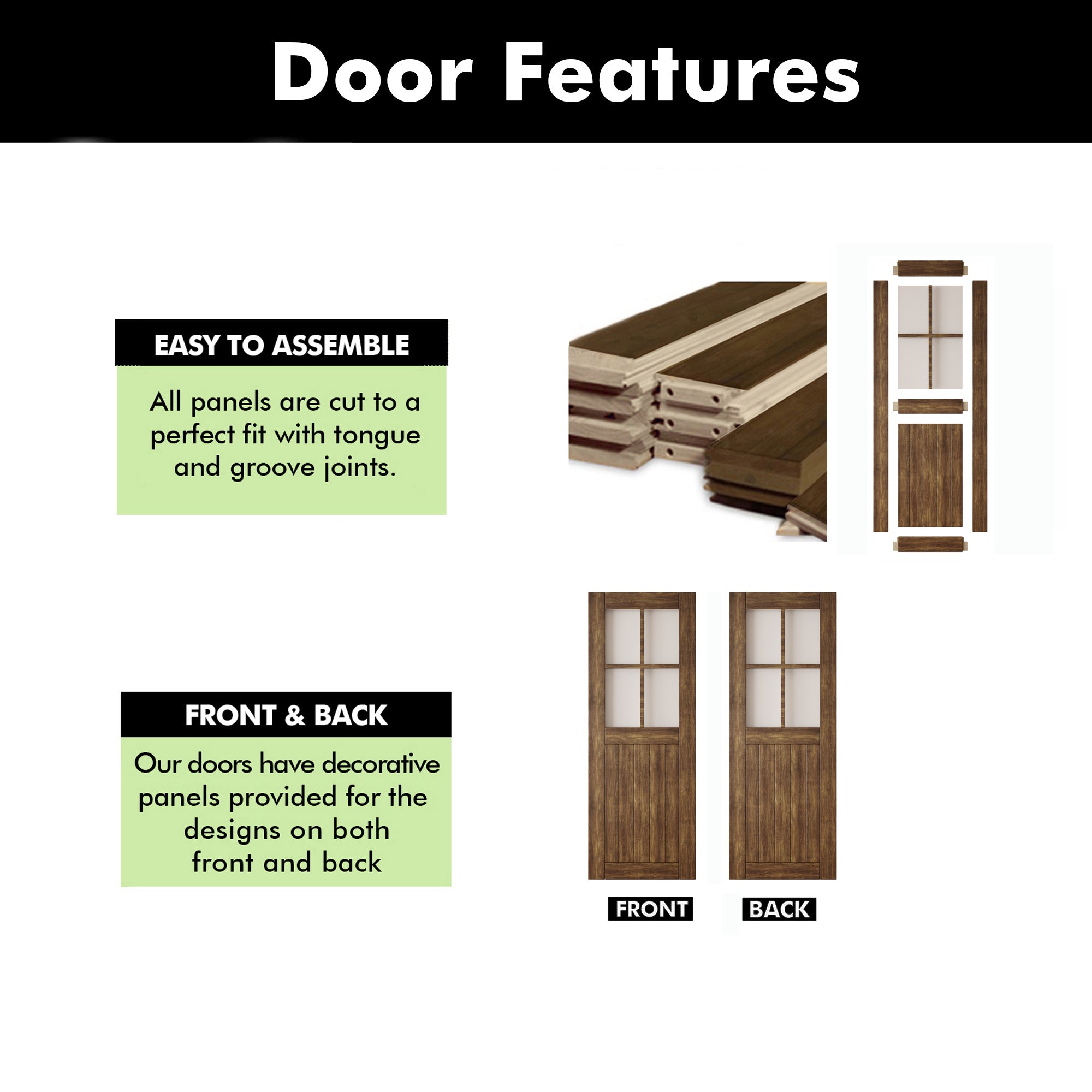 80" Height Dark Walnut Half Lite Frosted Glass Cross Design Unassembled & Finished Pine Wood Barn Door (Interior Use Only)