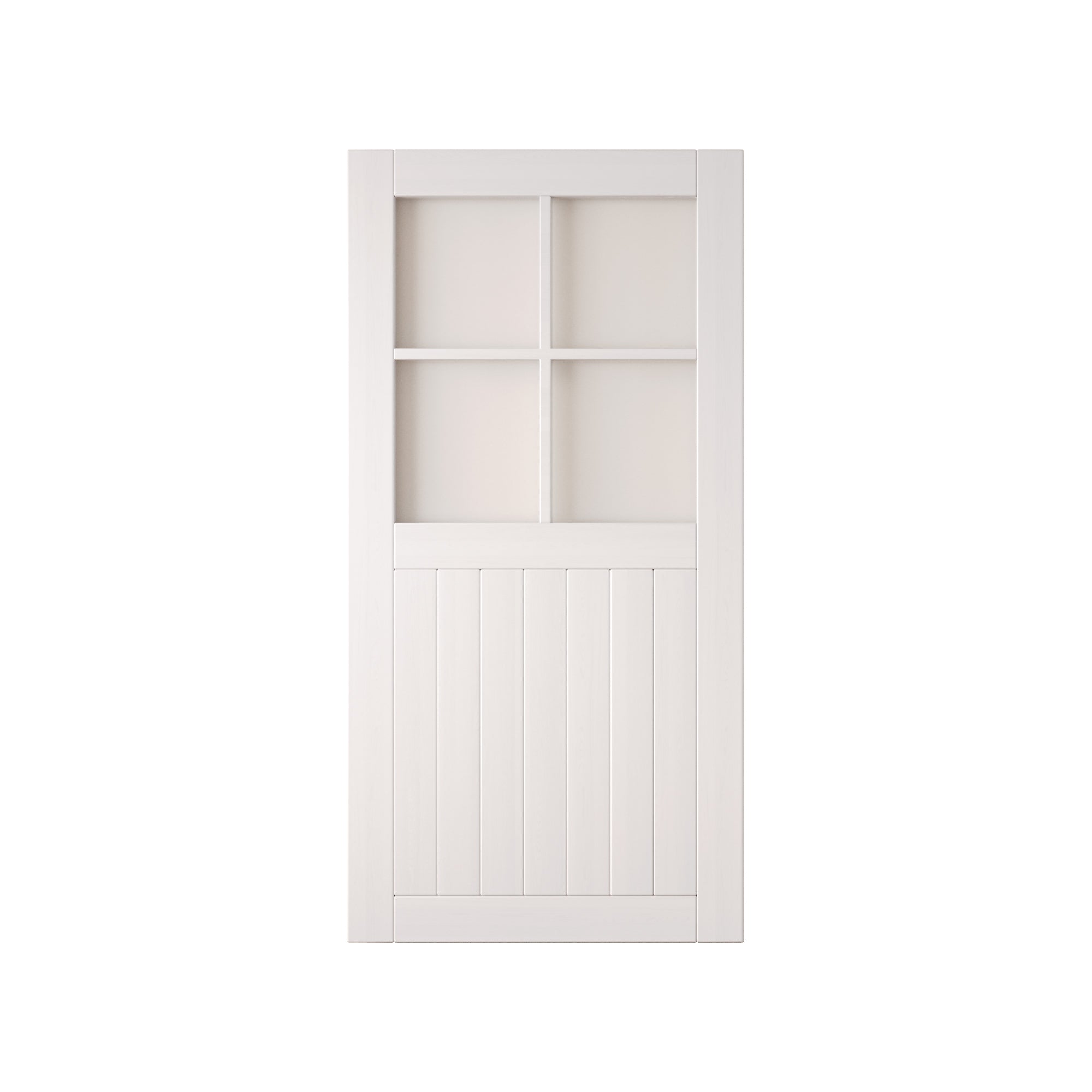 80" Height White Half Lite Frosted Glass Cross Design Unassembled & Finished Pine Wood Barn Door (Interior Use Only)