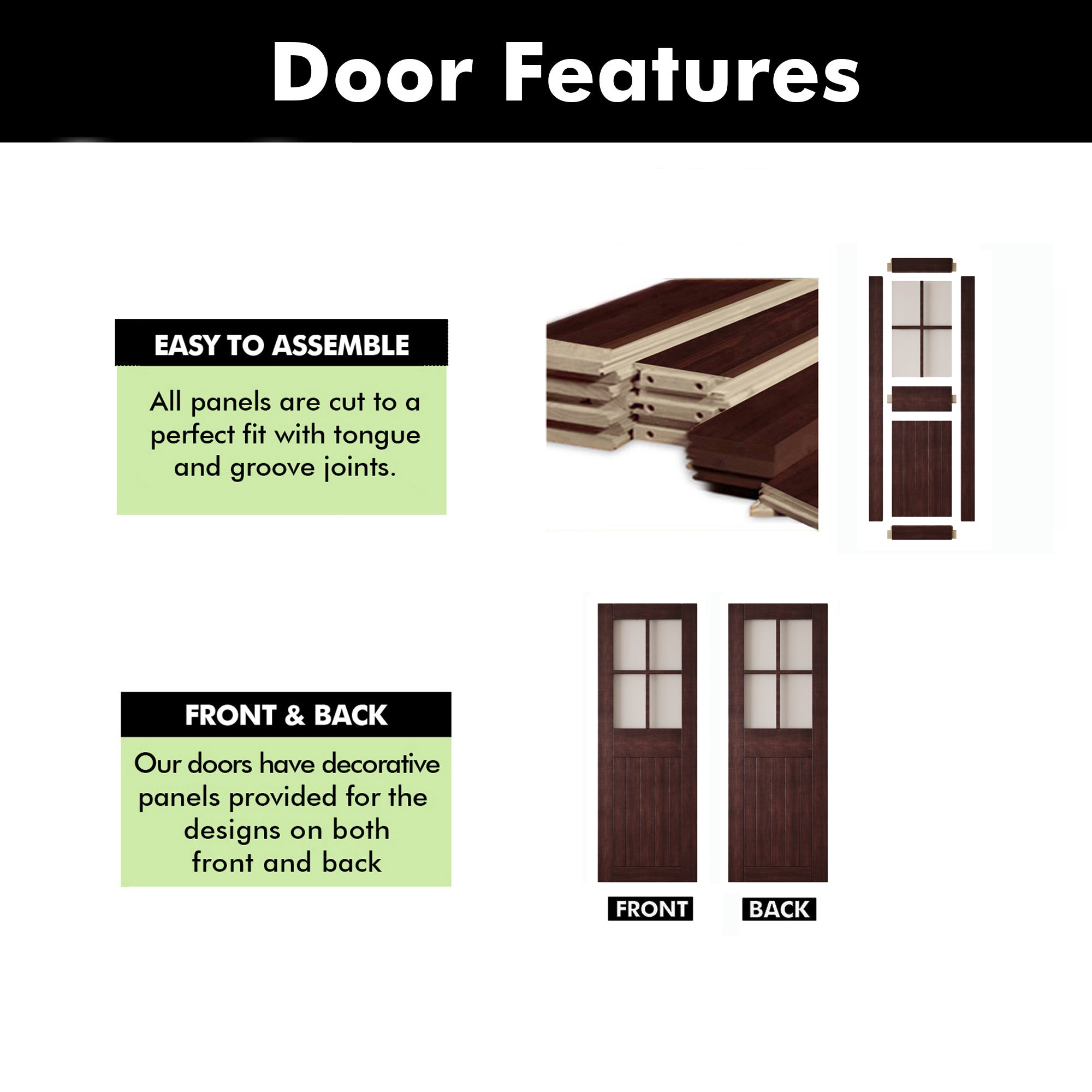 84" Height Red Mahogany Half Lite Grid Glass Unassembled & Finished Pine Wood Barn Door (Interior Use Only)