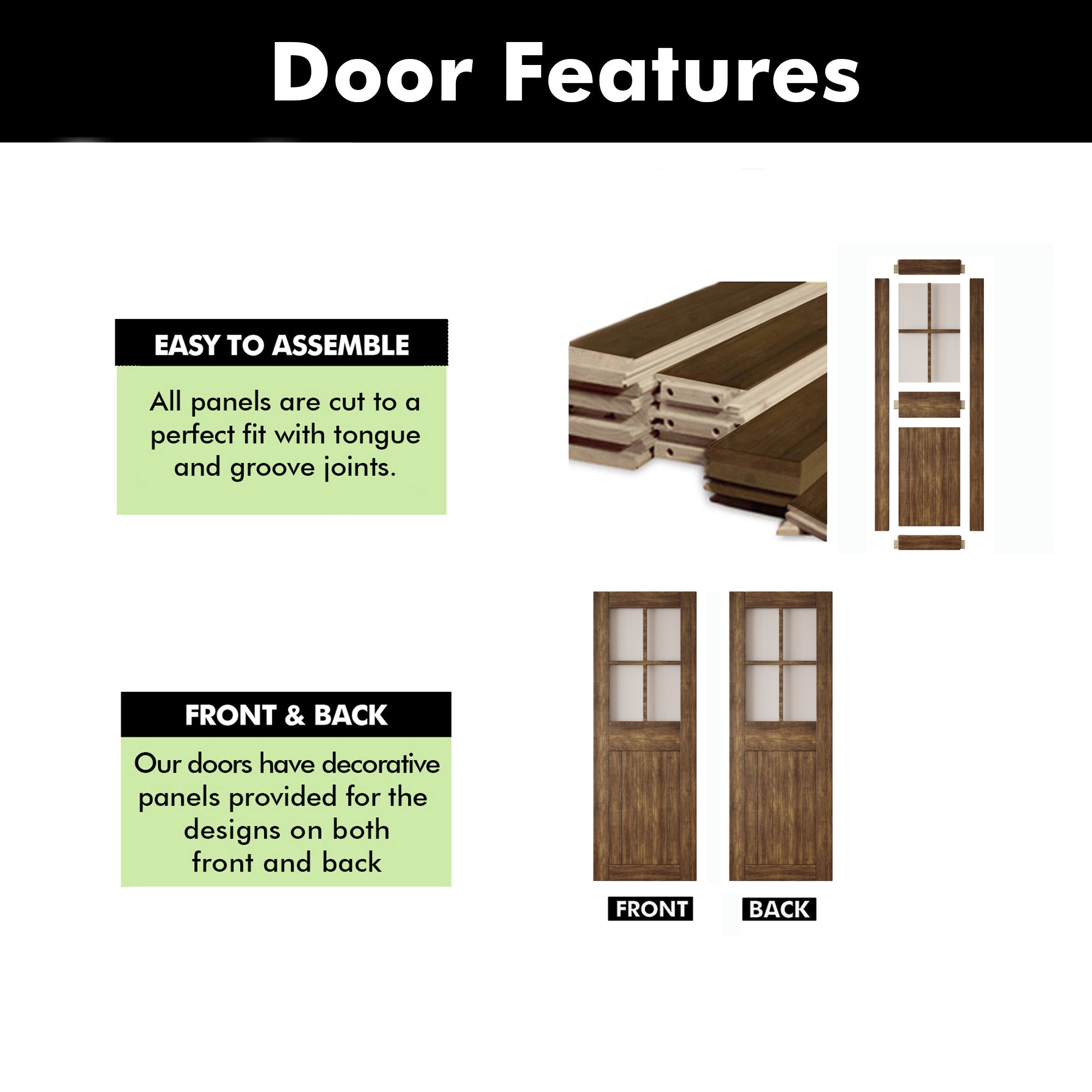 84" Height Dark Walnut Half Lite Frosted Glass Cross Design Unassembled & Finished Pine Wood Barn Door (Interior Use Only)