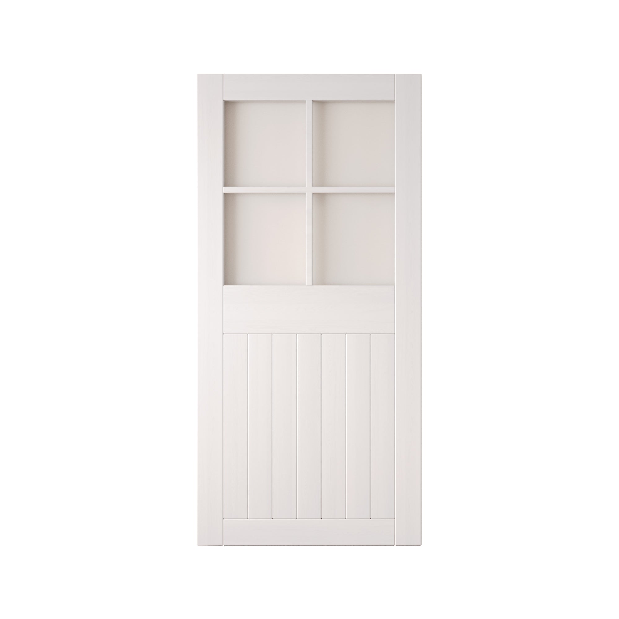 84" Height White Half Lite Grid Glass Unassembled & Finished Pine Wood Barn Door (Interior Use Only)