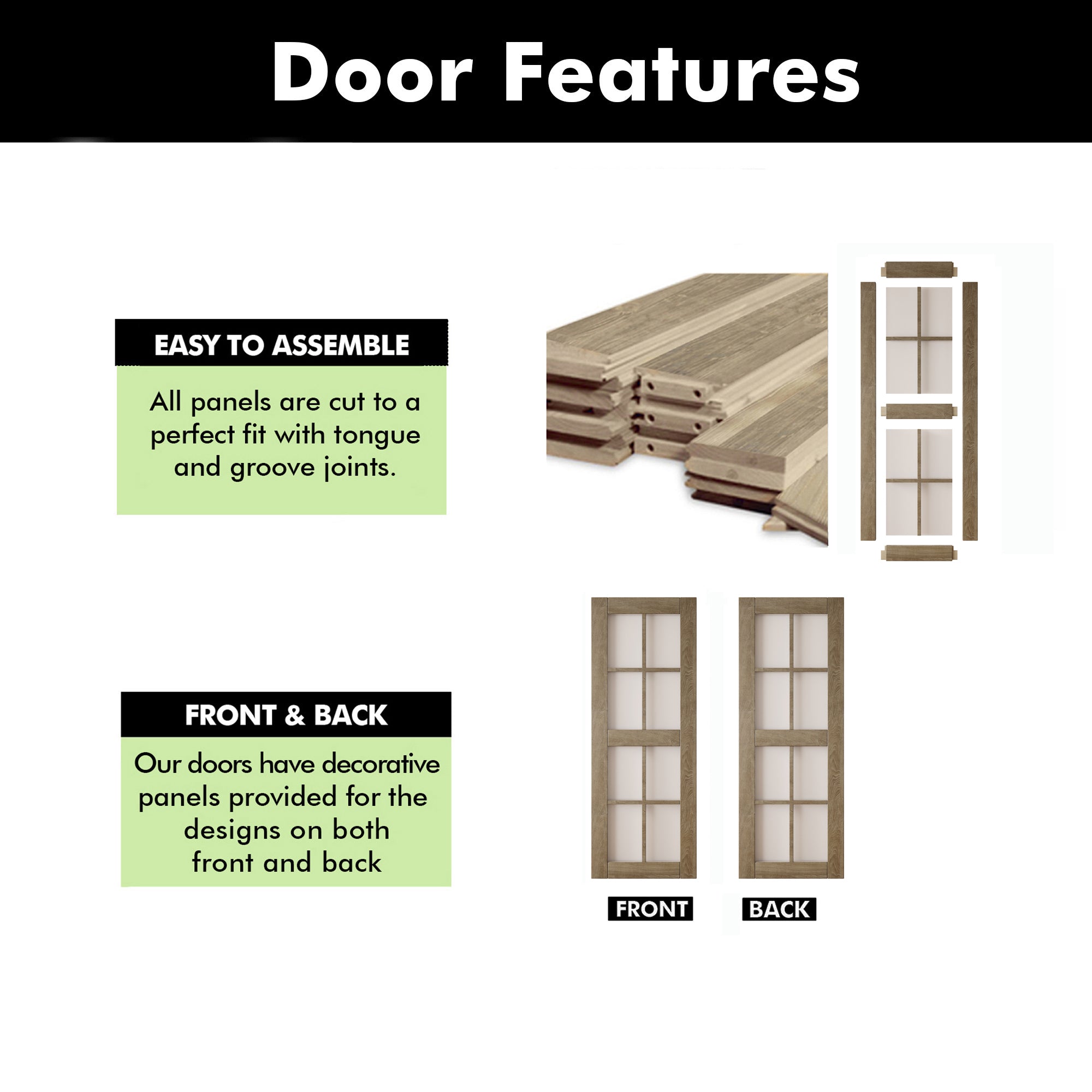80" Height Classic Gray 8-Lite Frosted Glass Unassembled & Finished Pine Wood Barn Door (Interior Use Only)