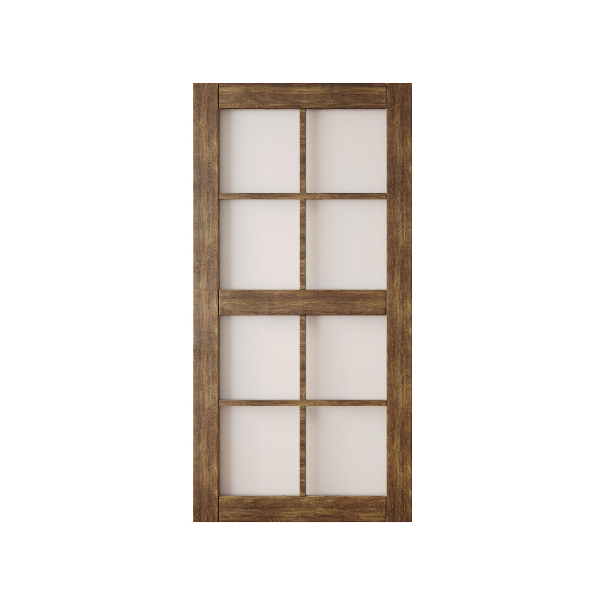 80" Height Dark Walnut 8-Lite Frosted Glass Unassembled & Finished Pine Wood Barn Door (Interior Use Only)