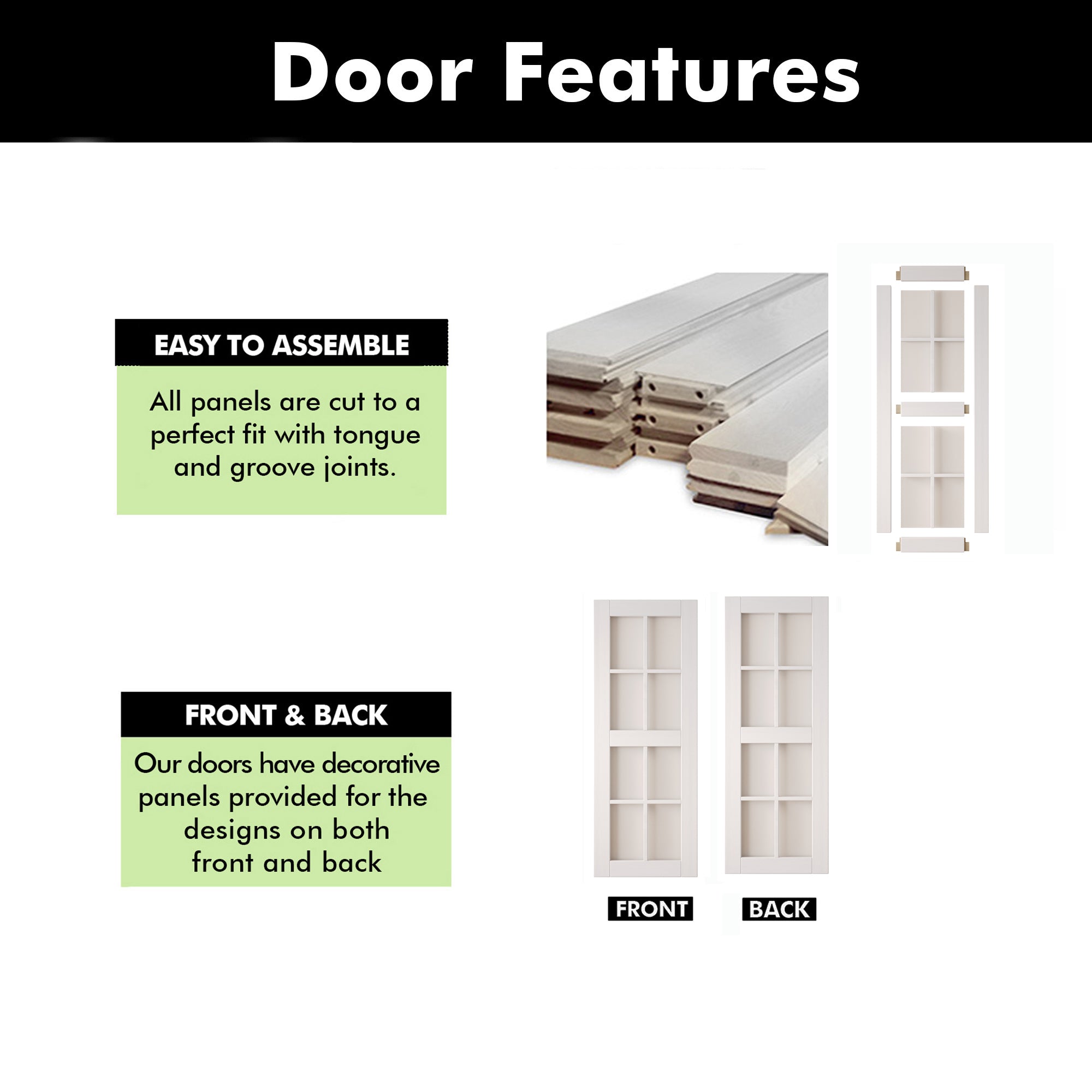 80" Height White 8-Lite Frosted Glass Unassembled & Finished Pine Wood Barn Door (Interior Use Only)