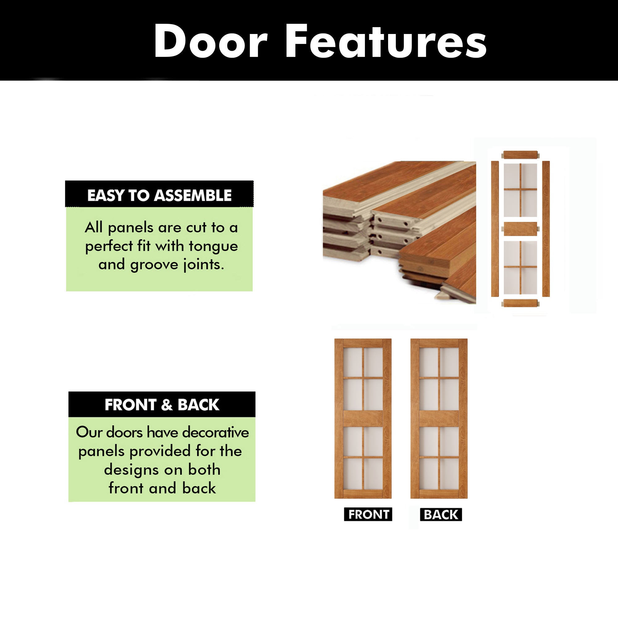 84" Height Early American 8-Lite Frosted Glass Unassembled & Finished Pine Wood Barn Door (Interior Use Only)