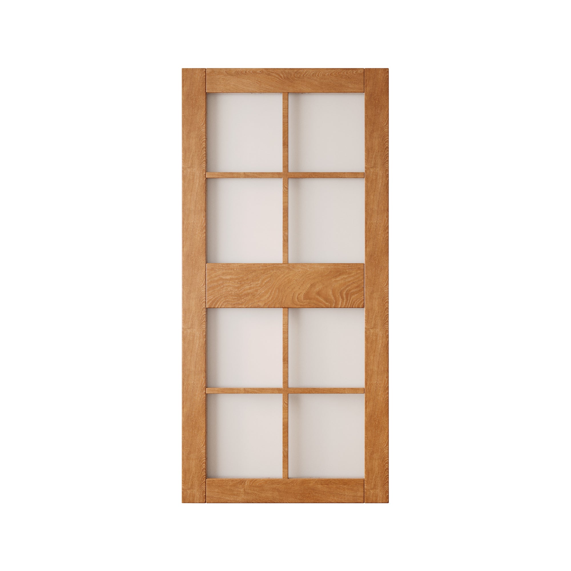 84" Height Early American 8-Lite Frosted Glass Unassembled & Finished Pine Wood Barn Door (Interior Use Only)