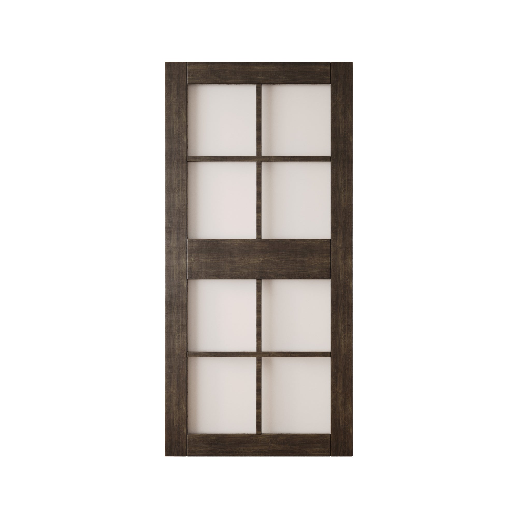 84" Height Ebony 8-Lite Frosted Glass Unassembled & Finished Pine Wood Barn Door (Interior Use Only)