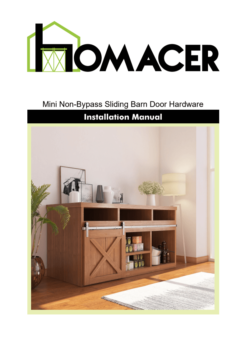 Homacer Mini Barn Door Non-Bypass Brushed Nickel Installation (PDF)