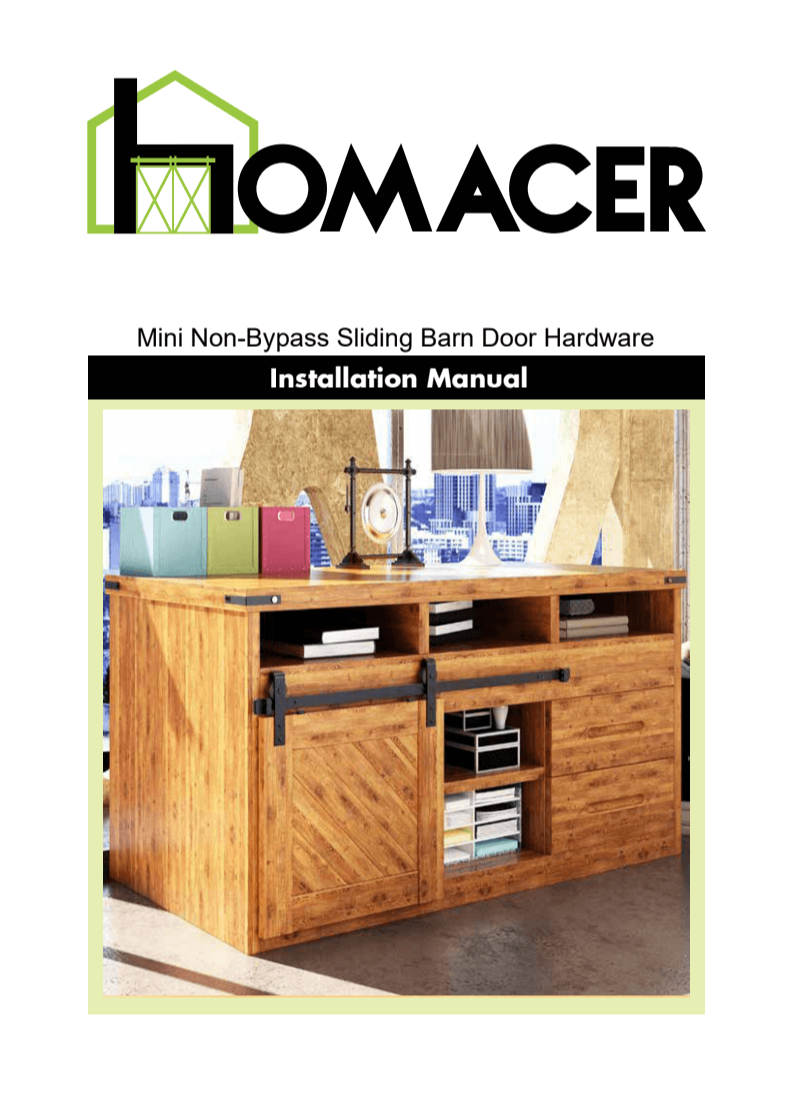 Homacer Mini Barn Door Non-Bypass Hardware Kit Installation Manual