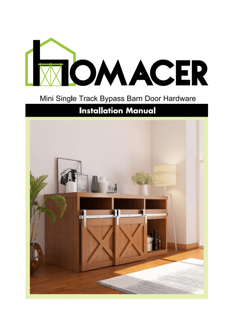 Homacer Mini Barn Door Single Track Bypass Brushed Nickel Installation Manual 