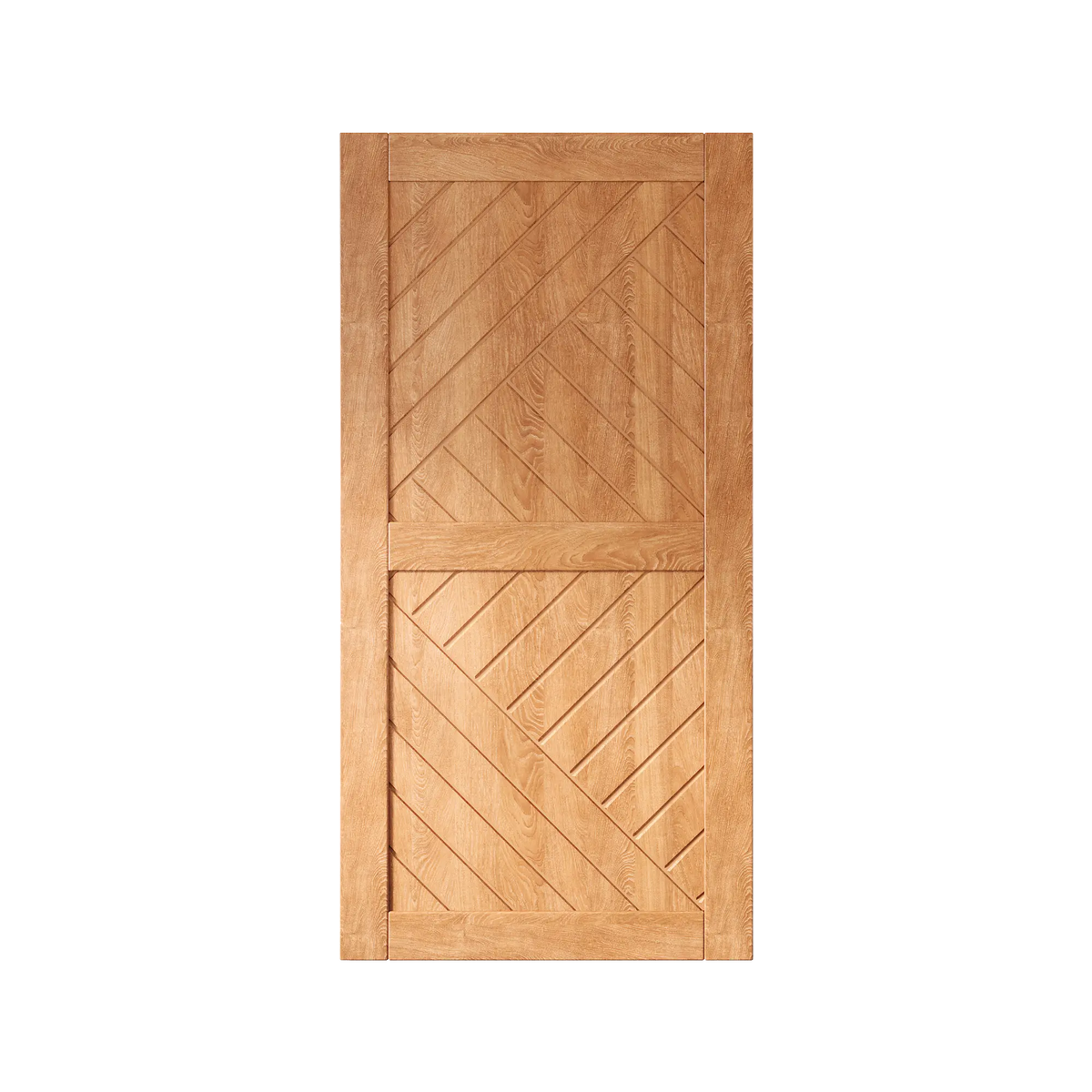 84-inch modern wood barn door with geometric stripe design
