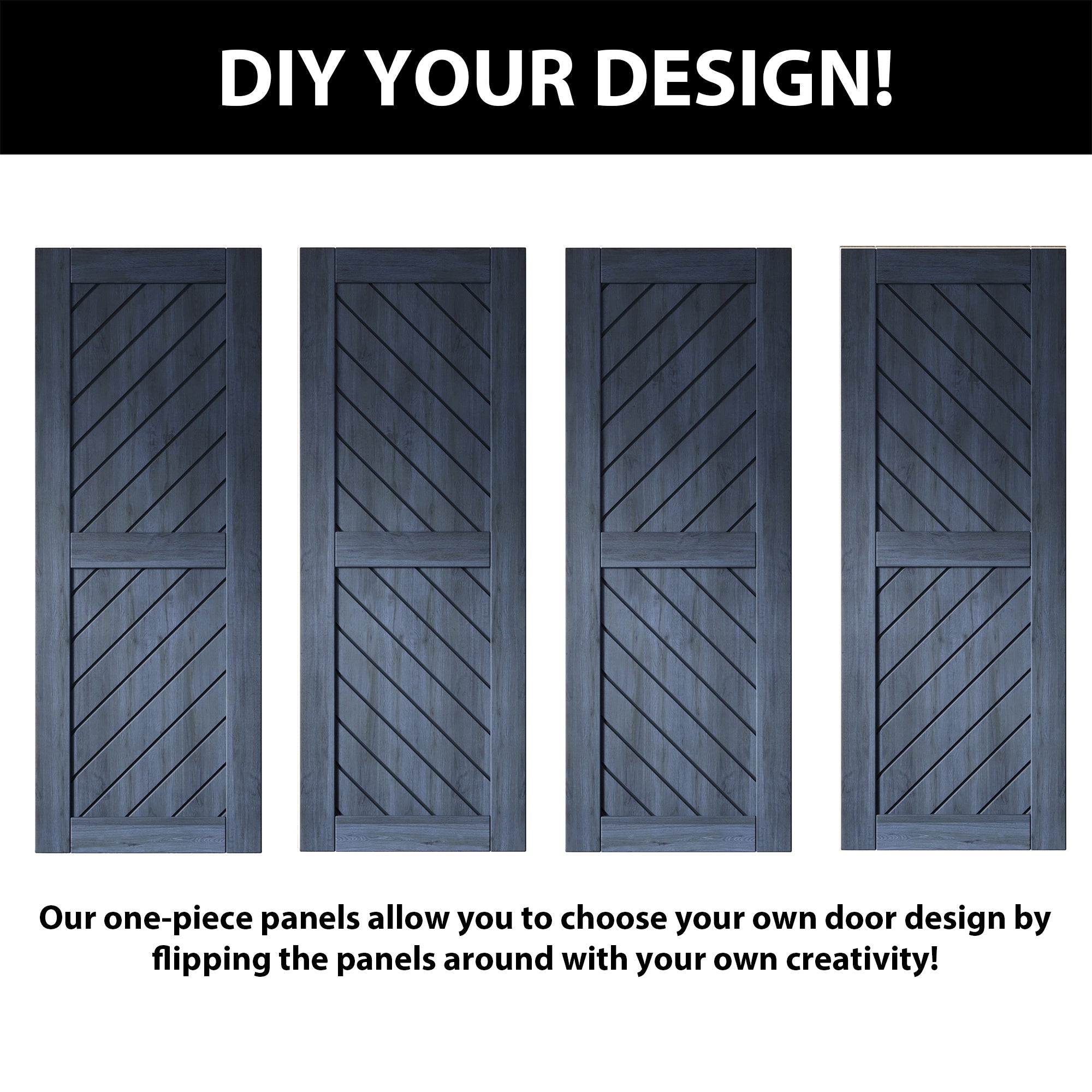 80-inch finished double pine barn door, slanted stripes