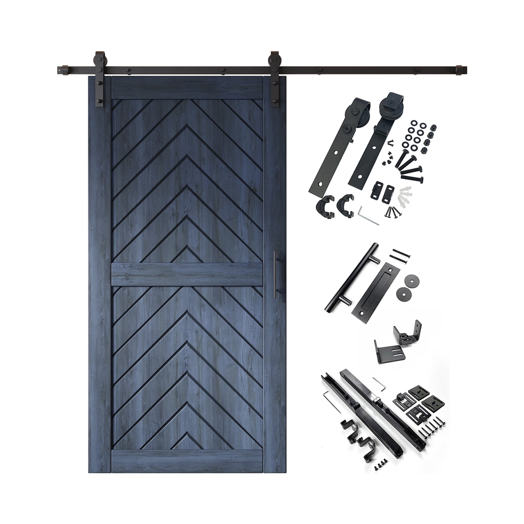 sliding barn door hardware kit with pine wood barn door blue navy