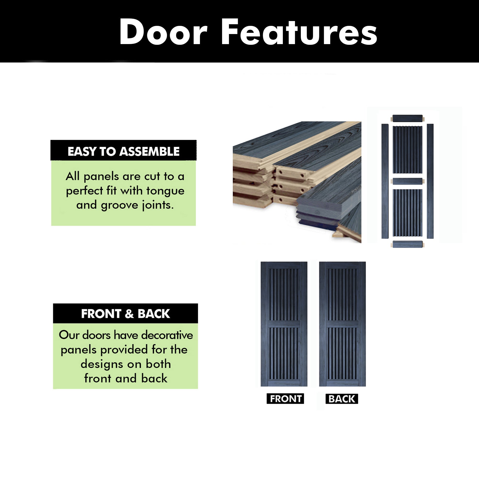 80" Height Navy Vertical Stripe Design Unassembled & Finished Pine Wood Barn Door (Interior Use Only)