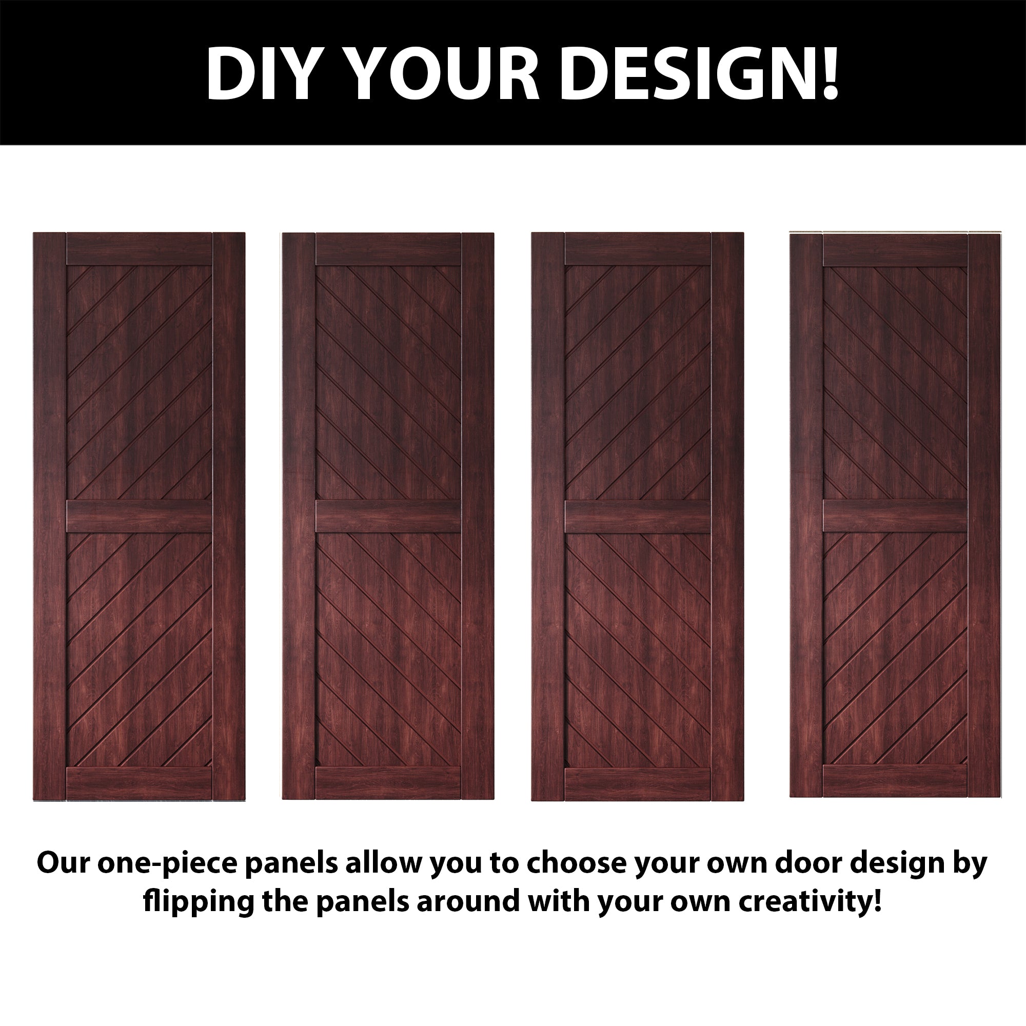 80-inch finished double pine barn door, slanted stripes