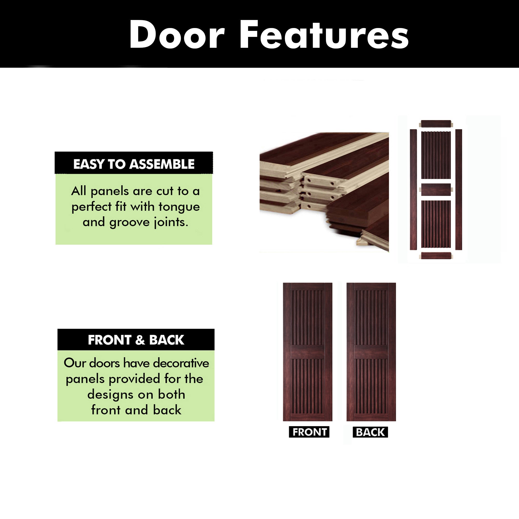 84" Height Red Mahogany Vertical Stripe Design Unassembled & Finished Pine Wood Barn Door (Interior Use Only)