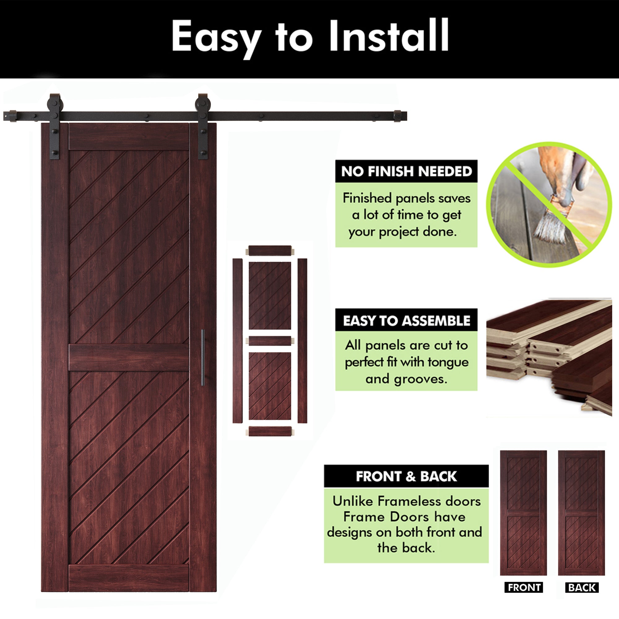 red mahogany double pine barn door kit with hardware