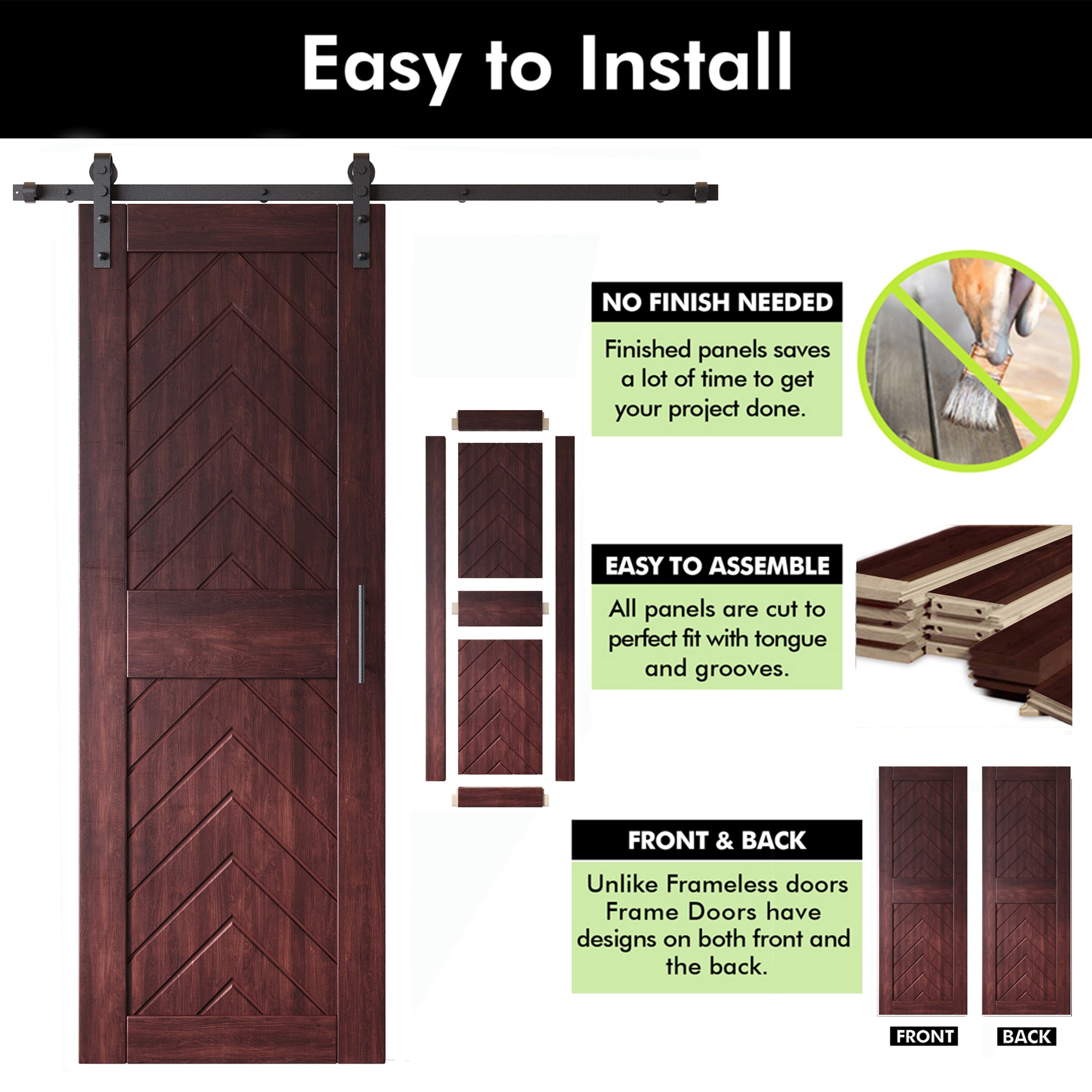 sliding barn door hardware kit with two doors pine wood barn door red fishbone design