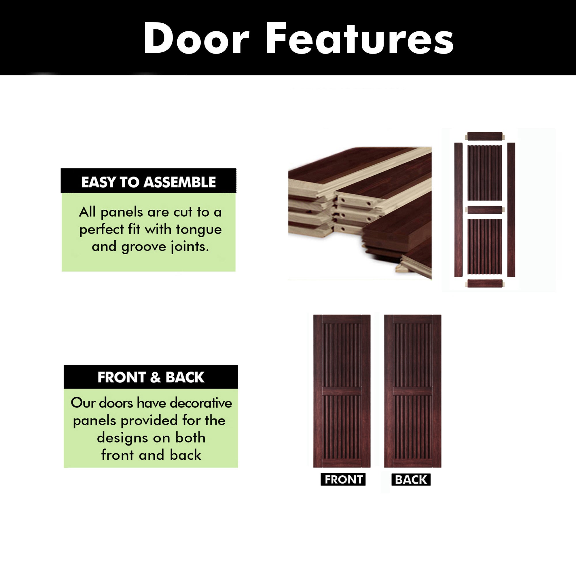 80" Height Red Mahogany Vertical Stripe Design Unassembled & Finished Pine Wood Barn Door (Interior Use Only)