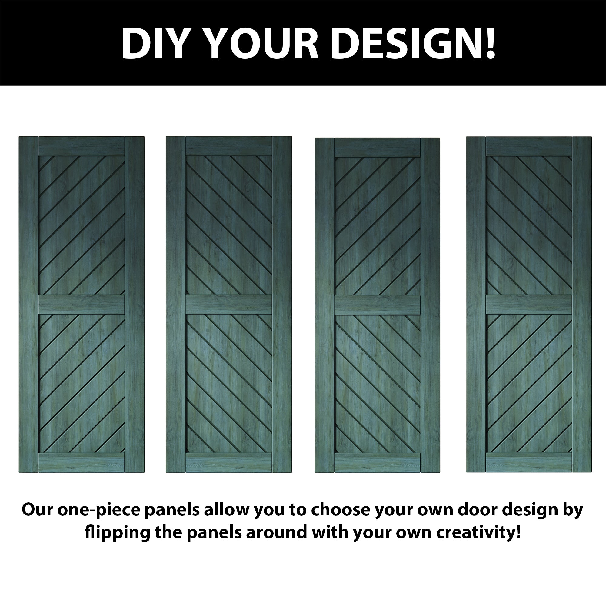 80" Height Royal Pine Slanted Stripe Design Unassembled & Finished Double Pine Wood Barn Door with Non-Bypass Installation Hardware Kit(Interior Use Only)