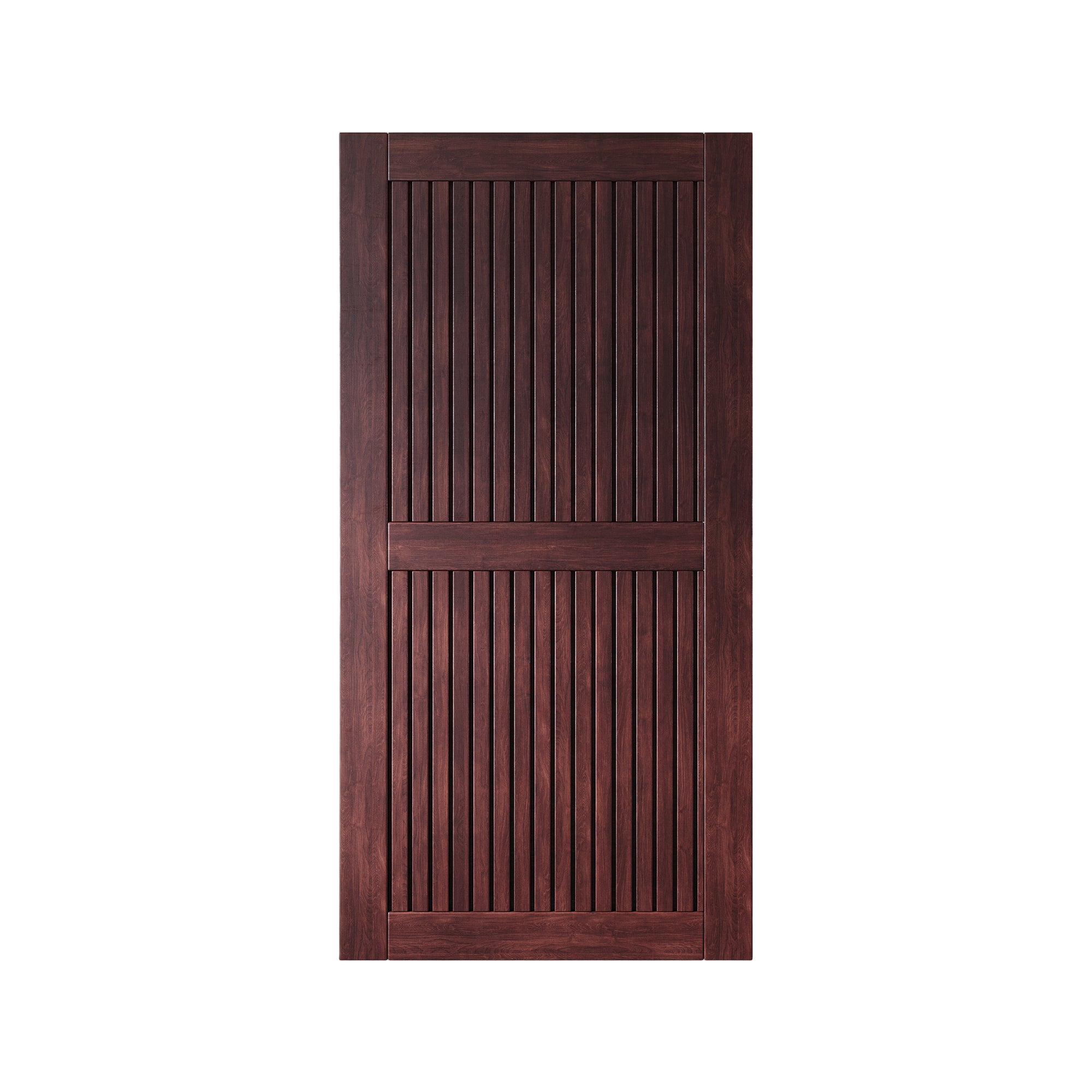 80" Height Red Mahogany Vertical Stripe Design Unassembled & Finished Pine Wood Barn Door (Interior Use Only)