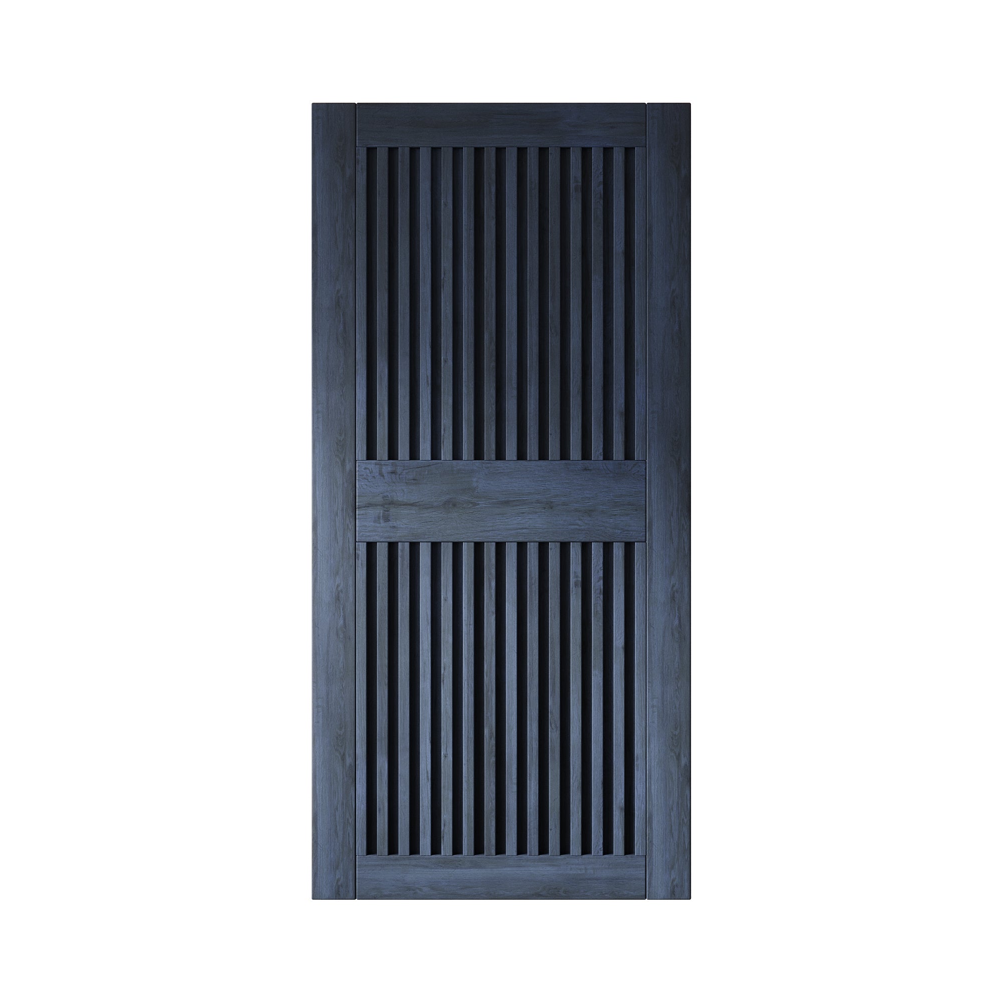 84" Height Navy Vertical Stripe Design Unassembled & Finished Pine Wood Barn Door (Interior Use Only)