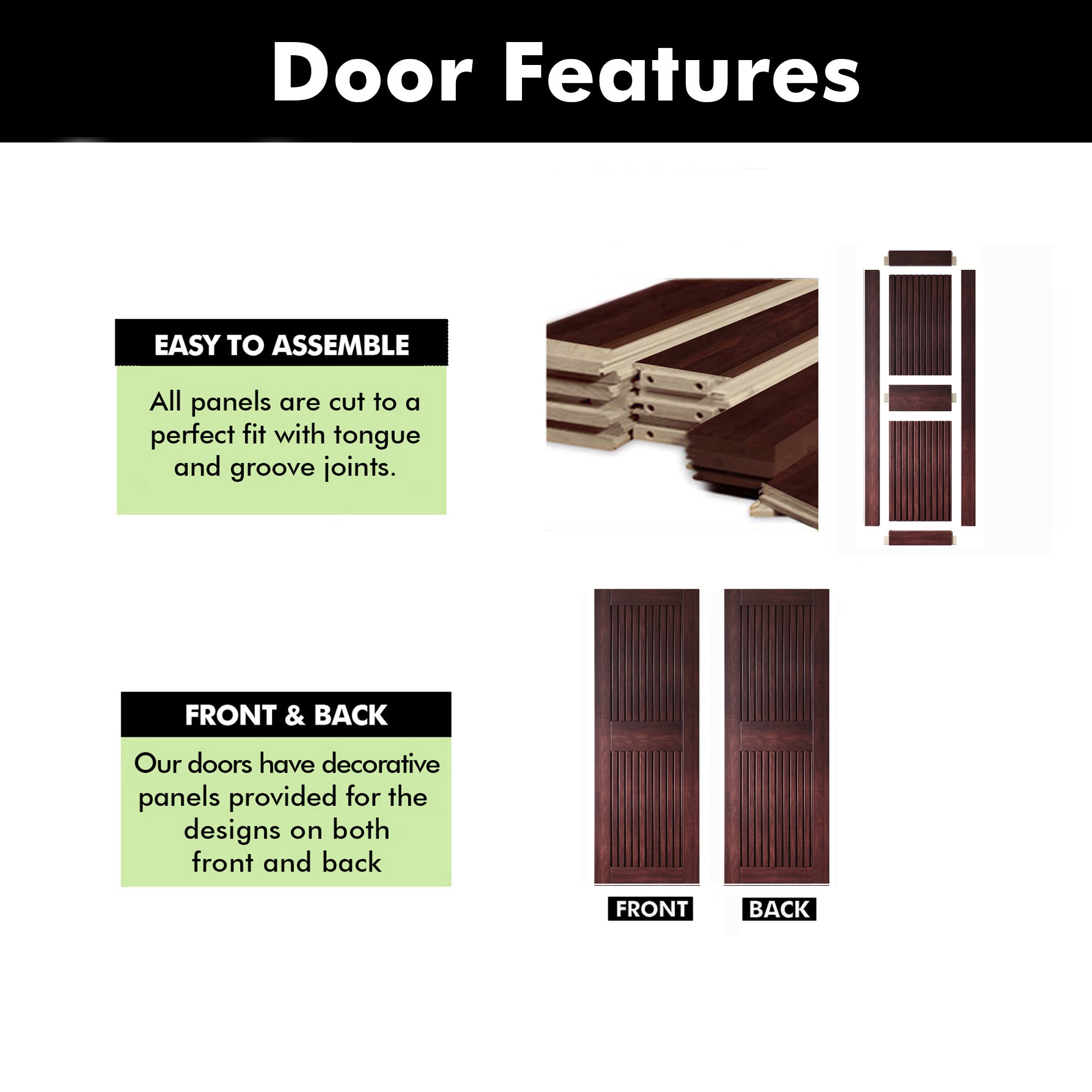 84" Height Red Mahogany Vertical Stripe Design Unassembled & Finished Pine Wood Barn Door (Interior Use Only)