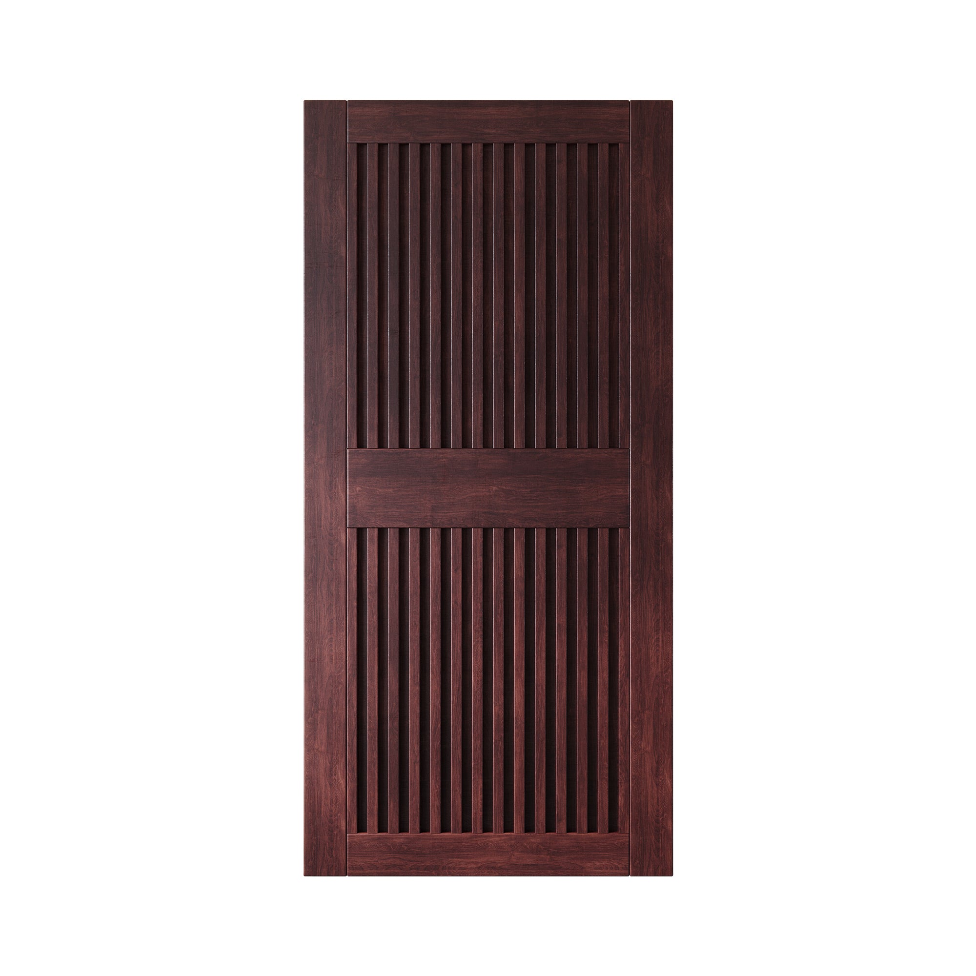 84" Height Red Mahogany Vertical Stripe Design Unassembled & Finished Pine Wood Barn Door (Interior Use Only)