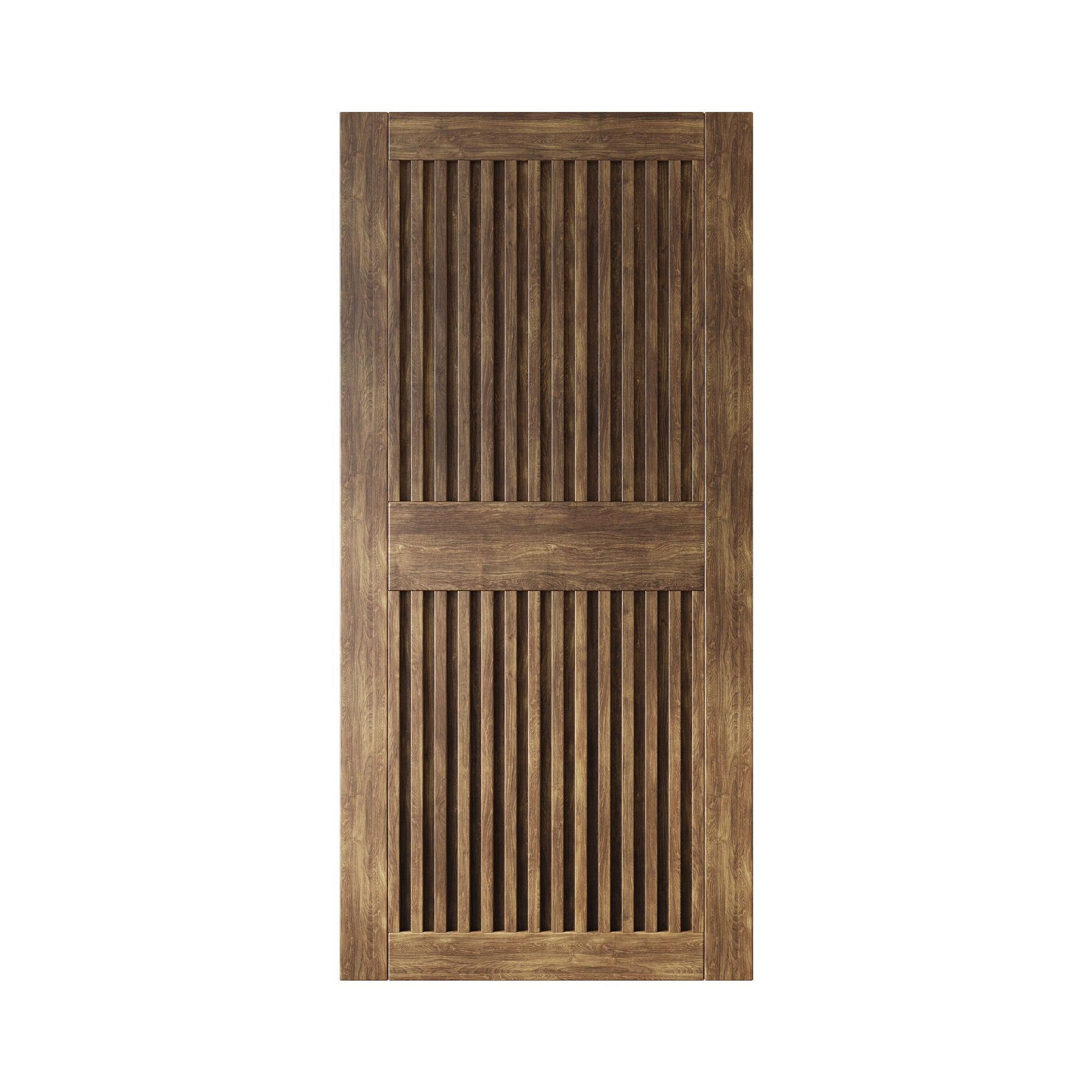 84" Height Dark Walnut Vertical Stripe Design Unassembled & Finished Pine Wood Barn Door (Interior Use Only)