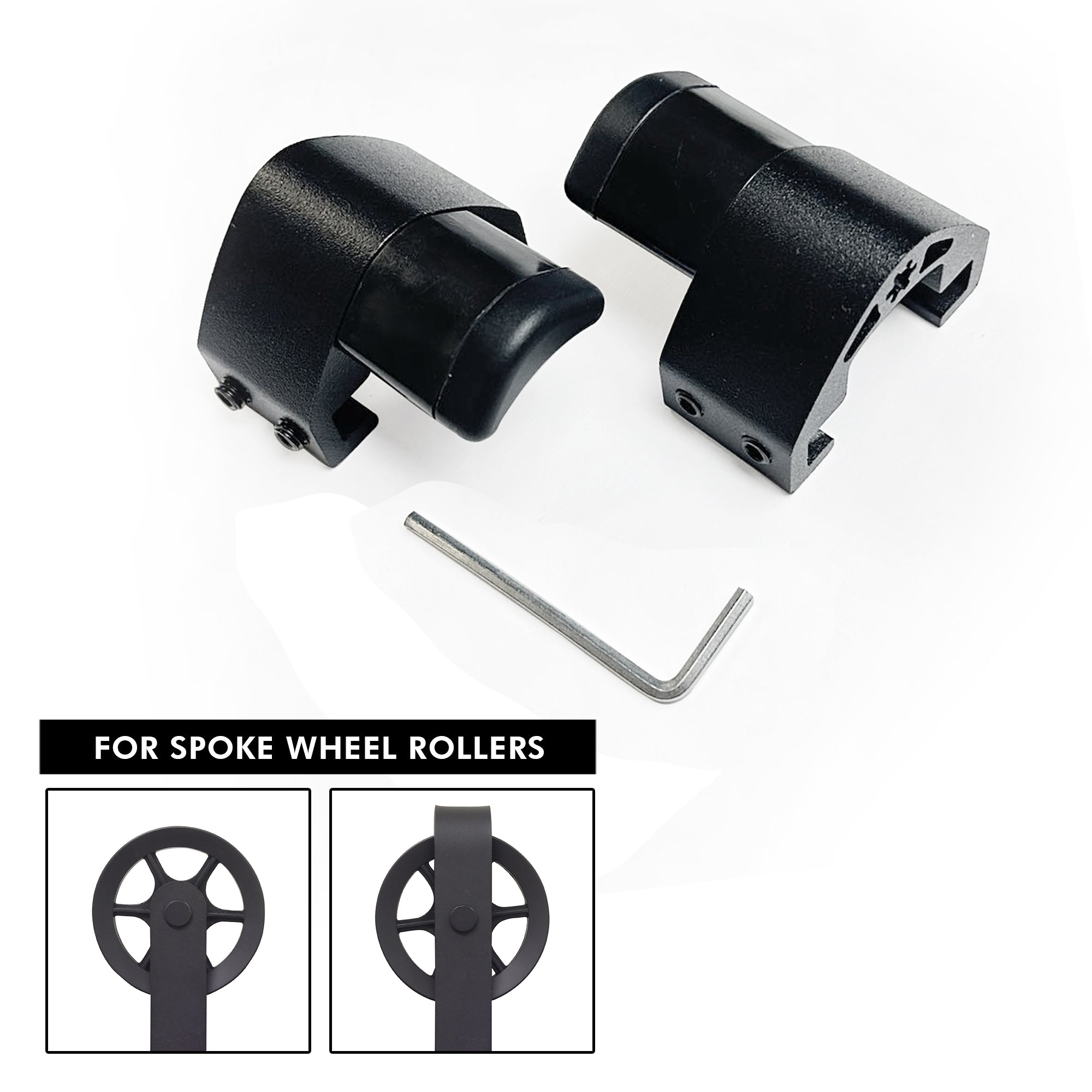 adjustable door stoppers for spoke wheel rollers