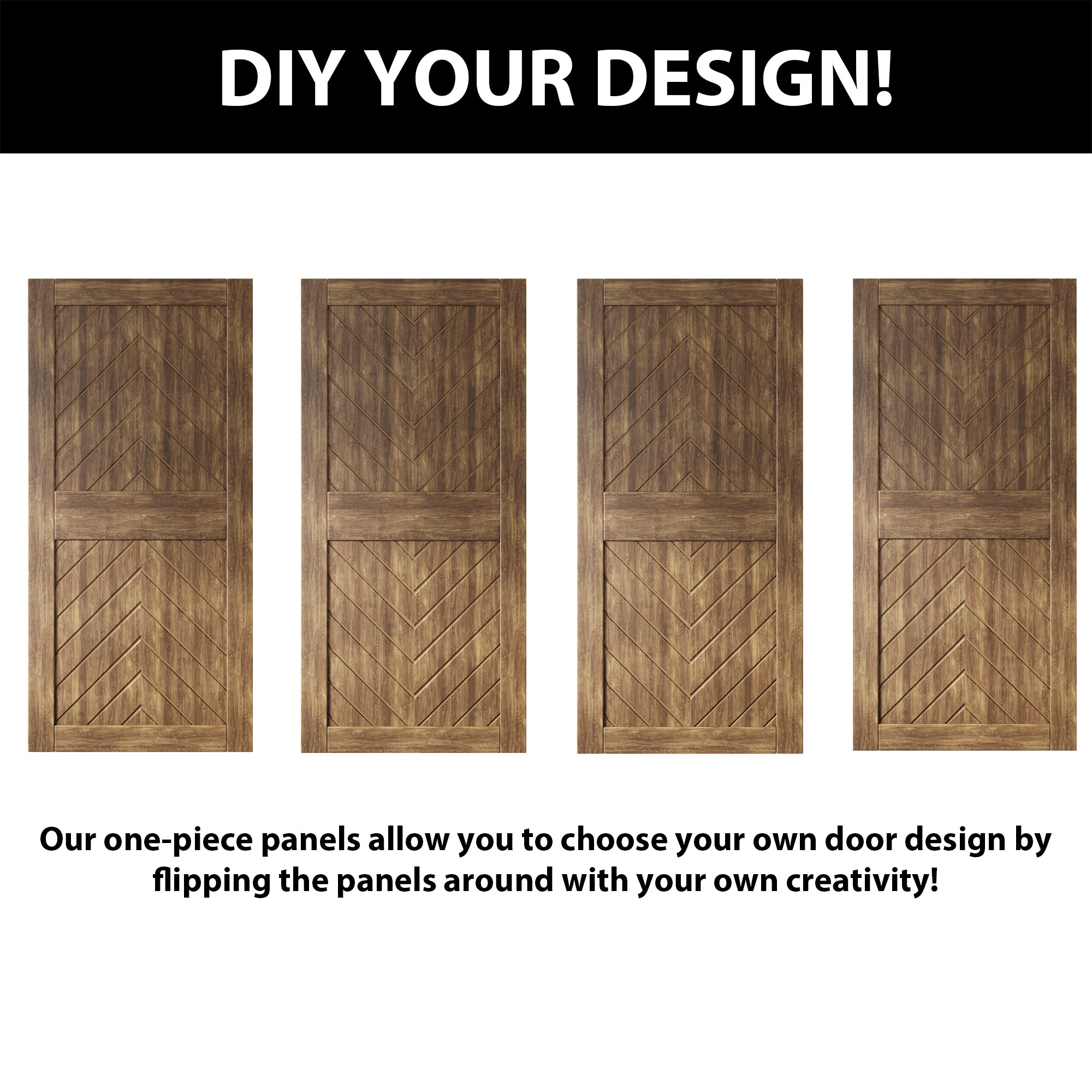 Sliding barn door hardware kit with door pine wood barn door dark walnut fishbone design