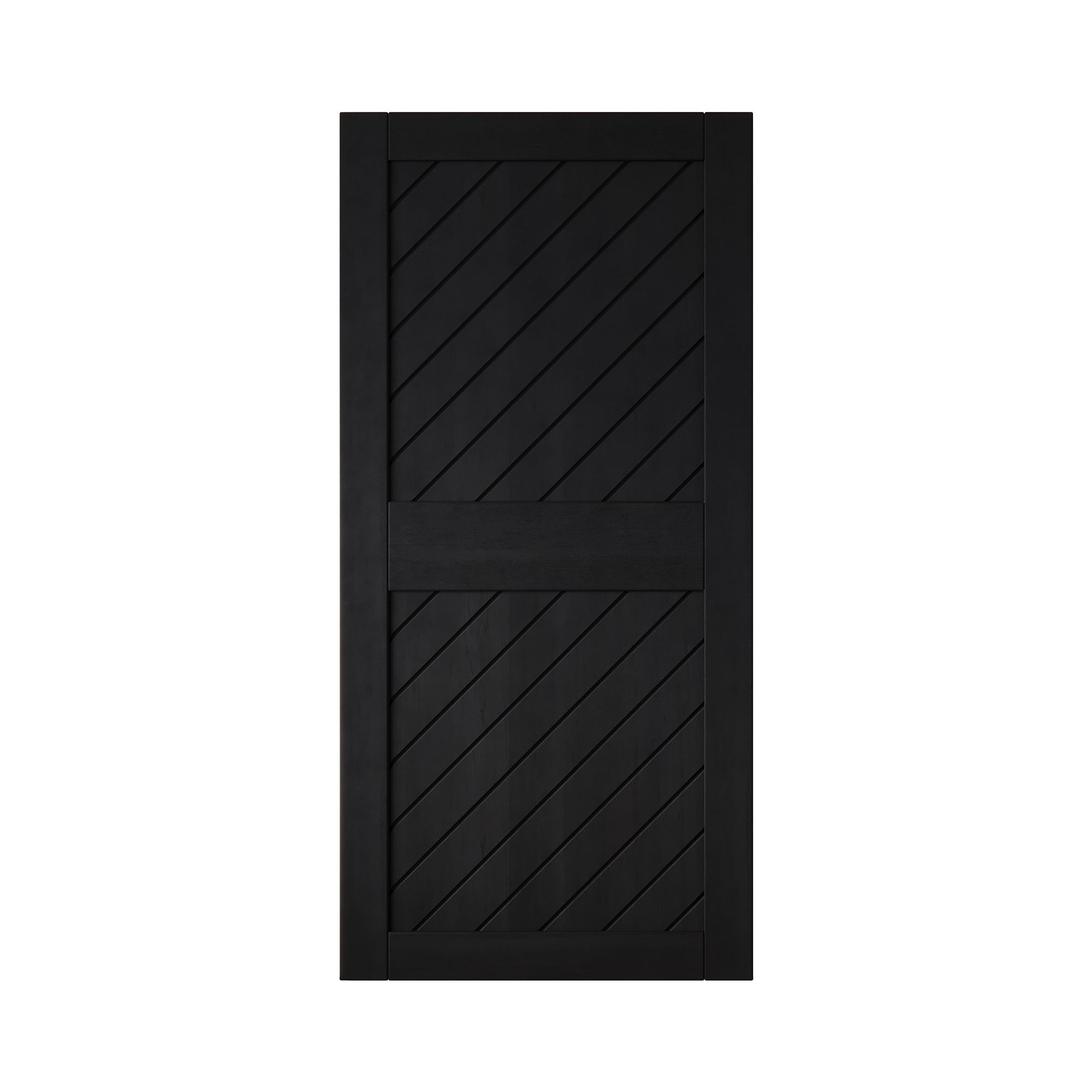 black 84 inch black slanted stripe pine barn door