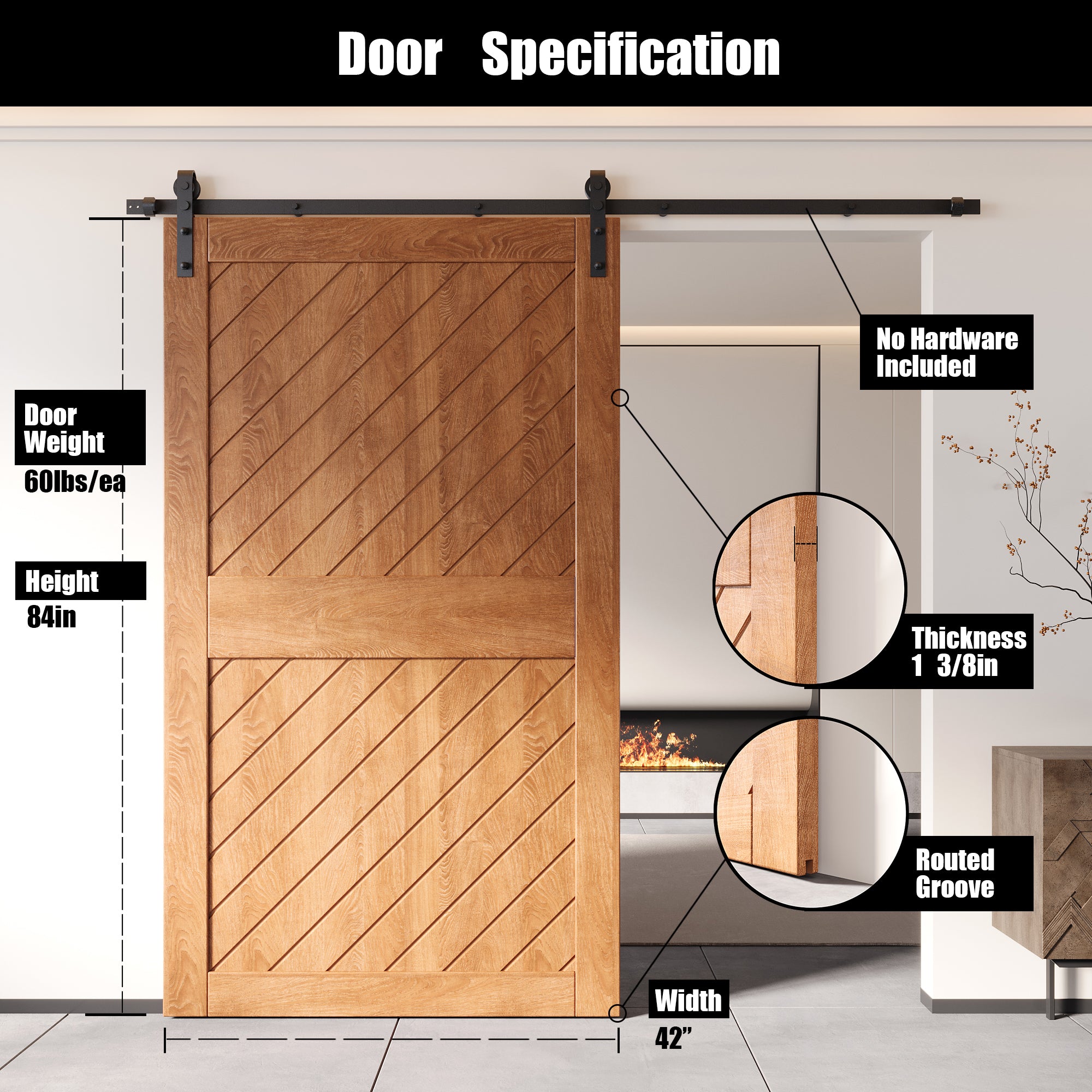84" early american design door