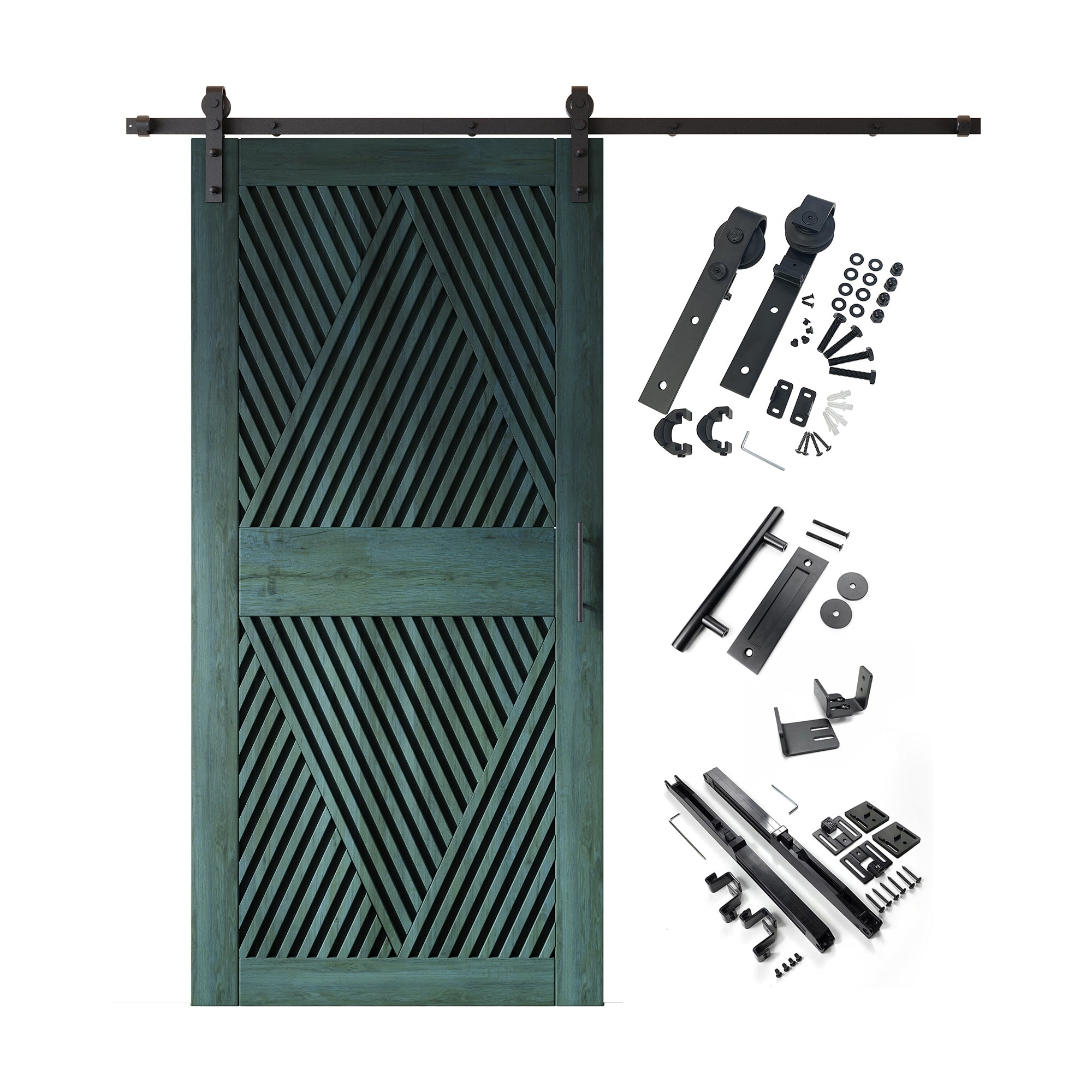 84" Height Royal Pine Diamond Design Unassembled & Finished Pine Wood Barn Door with Non-Bypass Installation Hardware Kit(Interior Use Only)