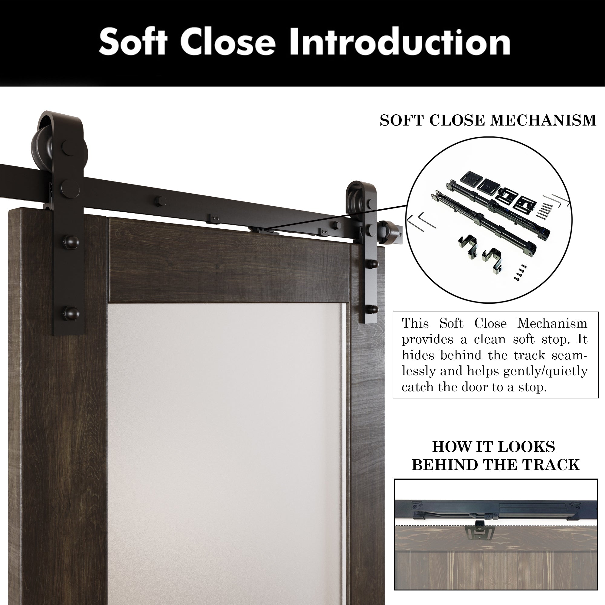 80" Height Ebony 2-Lite Frosted Glass Unassembled & Finished Pine Wood Barn Door with Non-Bypass Installation Hardware Kit (Interior Use Only)