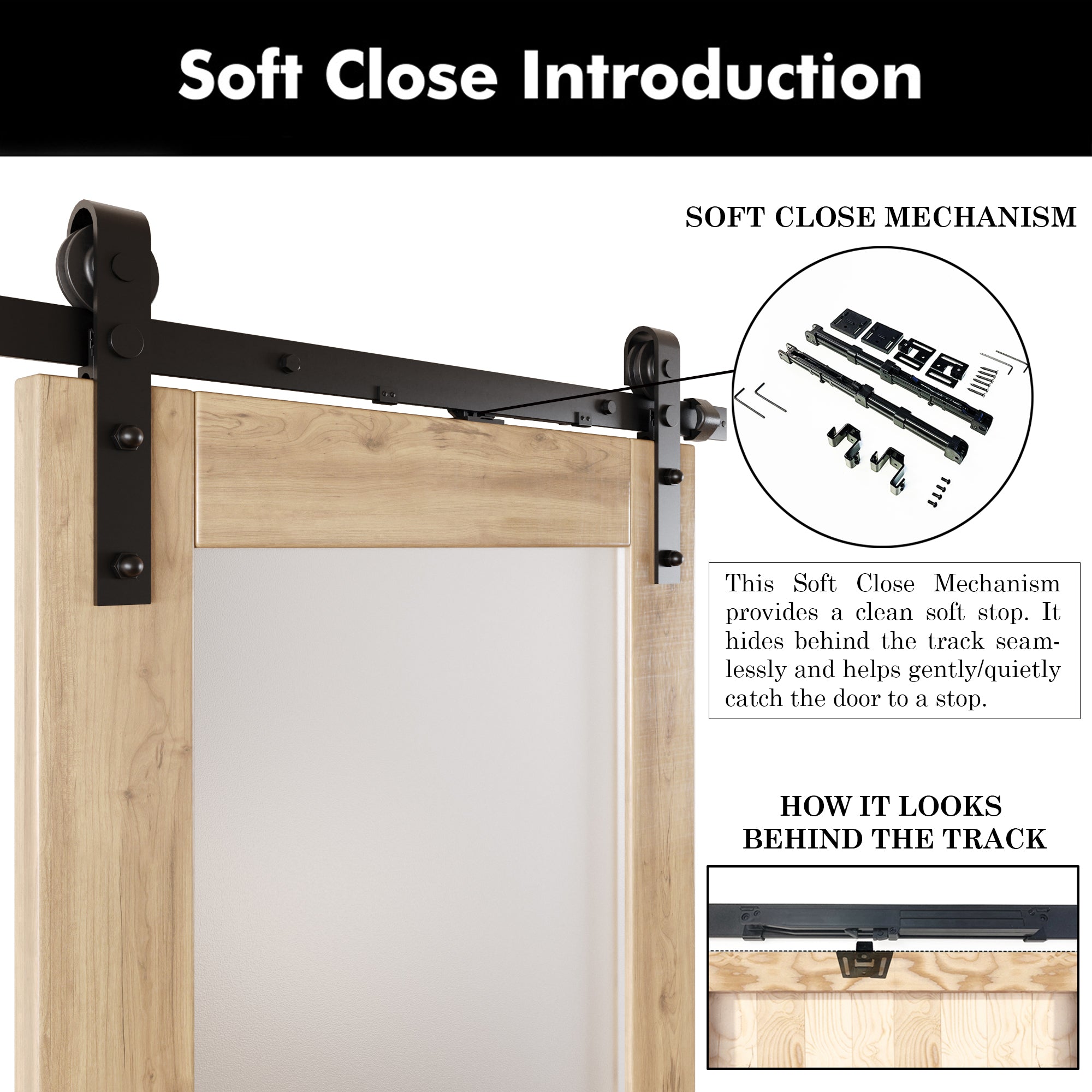84" Height 2-Lite Frosted Glass Unassembled & Unfinished Pine Wood Barn Door with Non-Bypass Installation Hardware Kit (Interior Use Only)