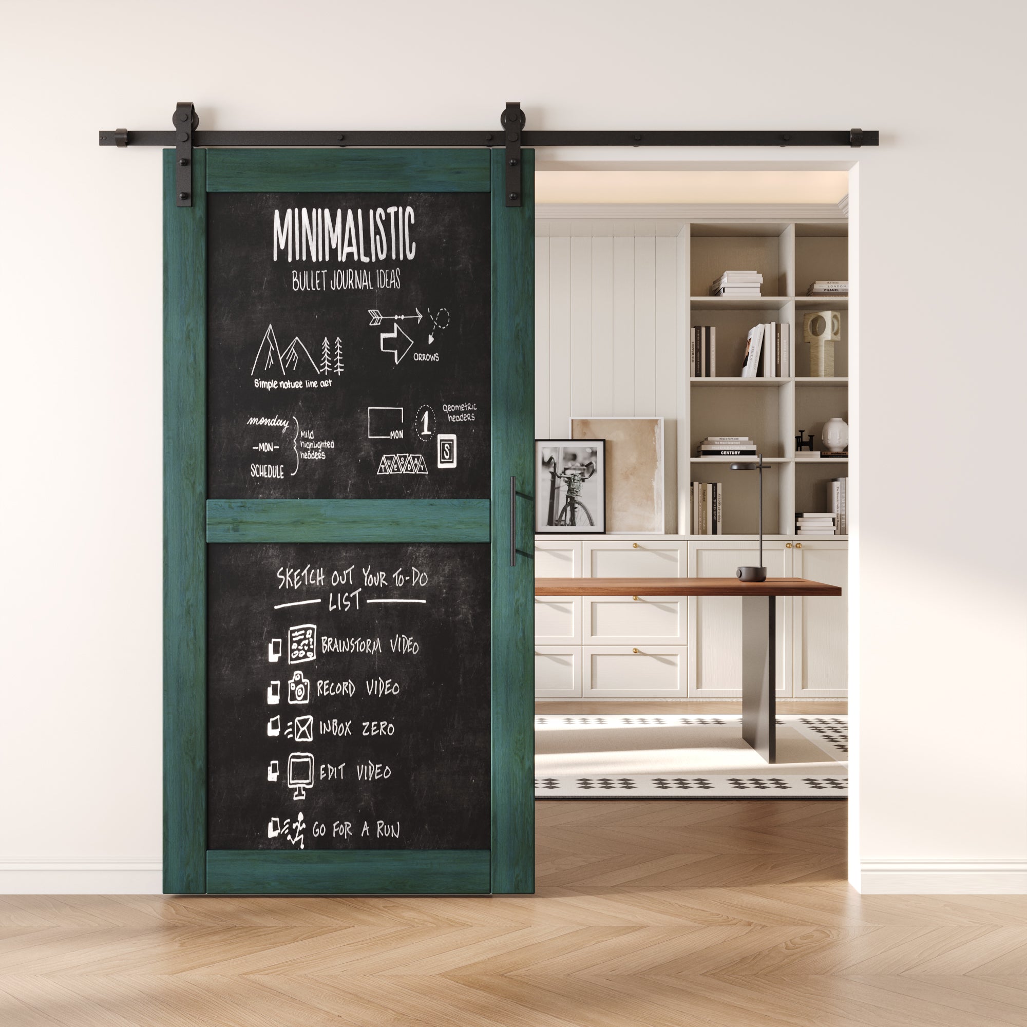 80" Height Royal Pine Chalkboard Design Unassembled & Finished Pine Wood Barn Door with Non-Bypass Installation Hardware Kit (Interior Use Only)