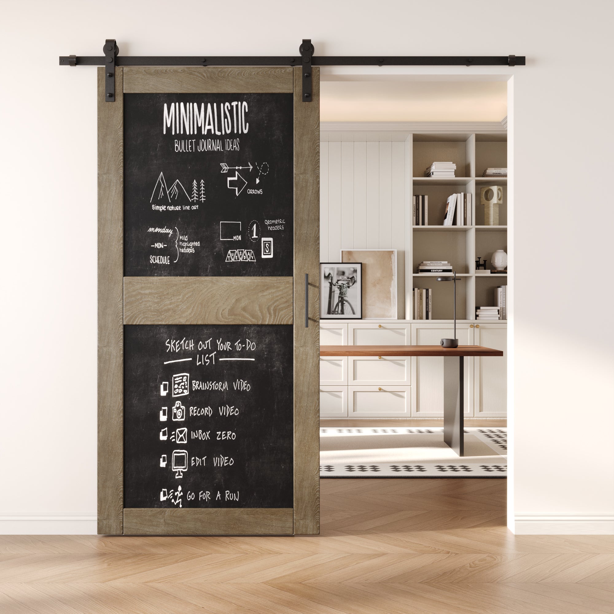 84" Height Classic Gray Chalkboard Design Unassembled & Finished Pine Wood Barn Door with Non-Bypass Installation Hardware Kit (Interior Use Only)