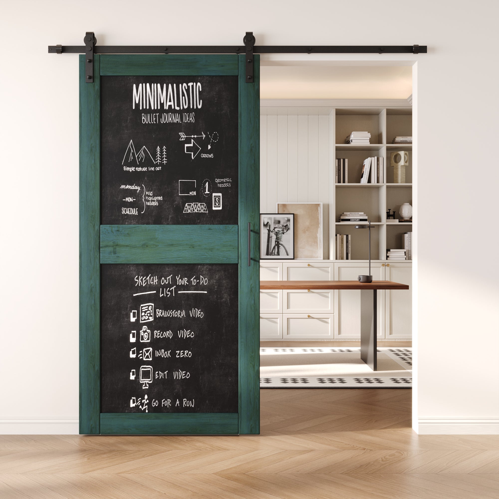84" Height Royal Pine Chalkboard Design Unassembled & Finished Pine Wood Barn Door with Non-Bypass Installation Hardware Kit (Interior Use Only)