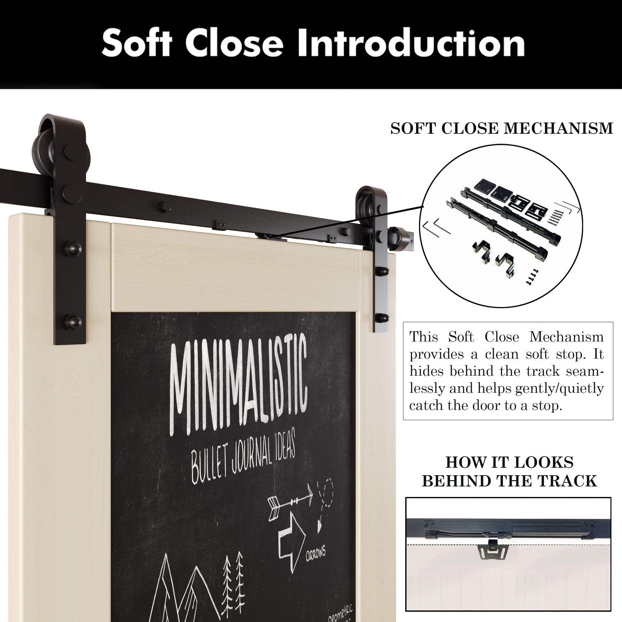 80" Height Tinsmith Gray Top Chalkboard Panel Unassembled & Finished Pine Wood Barn Door with Non-Bypass Installation Hardware Kit (Interior Use Only)