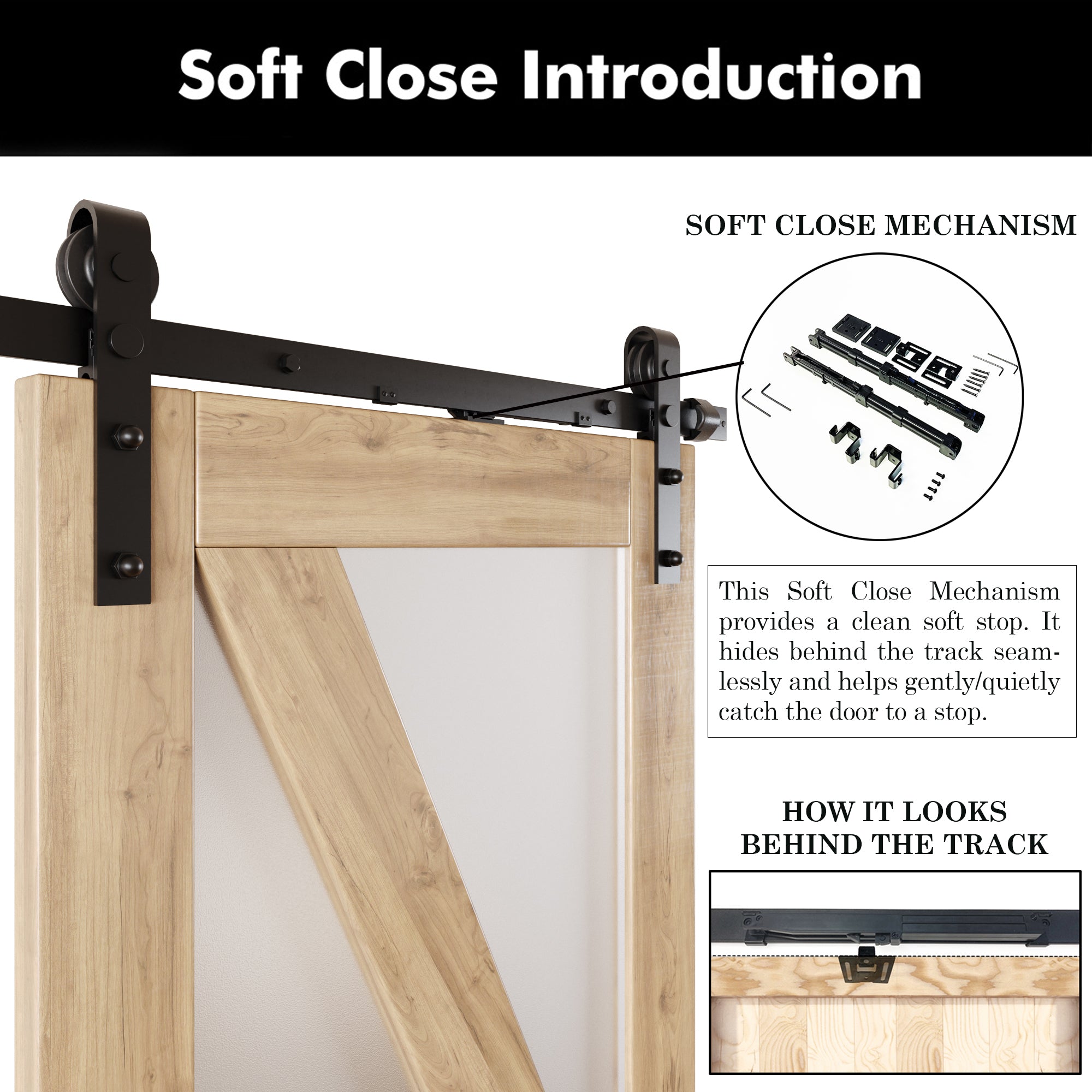 80" Height Frosted Glass Arrow Design Unassembled & Unfinished Pine Wood Barn Door with Non-Bypass Installation Hardware Kit (Interior Use Only)