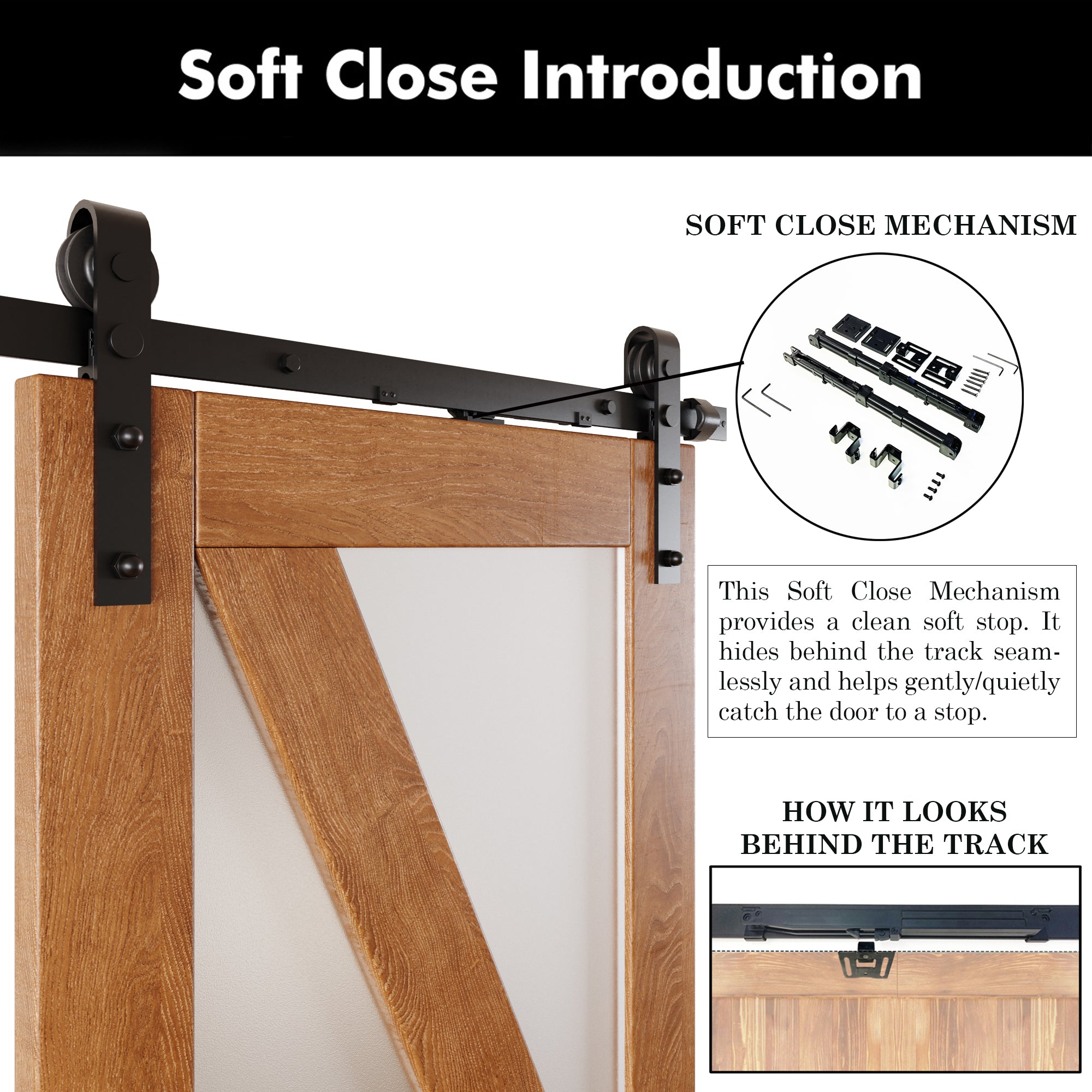 80" Height Early American Arrow Pattern Glass Unassembled & Finished Pine Wood Barn Door with Non-Bypass Installation Hardware Kit (Interior Use Only)