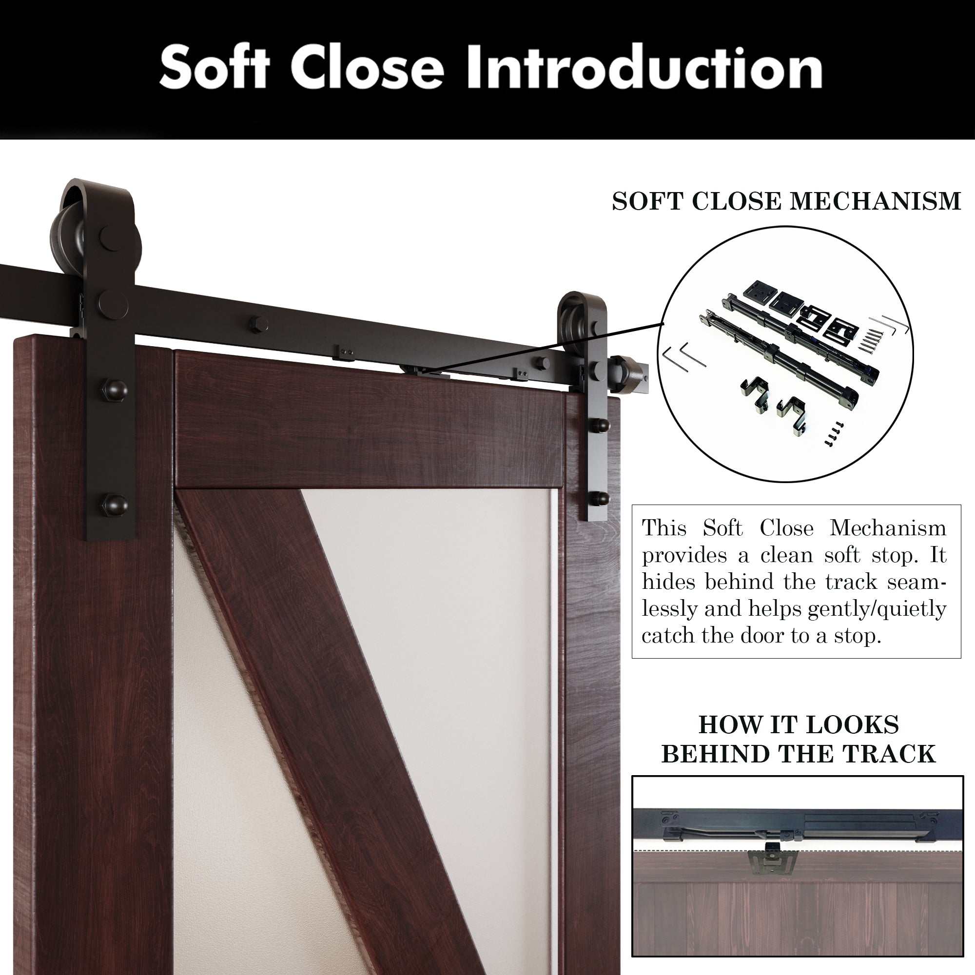 80" Height Red Mahogany Arrow Pattern Glass Design Unassembled & Finished Pine Wood Barn Door with Non-Bypass Installation Hardware Kit (Interior Use Only)