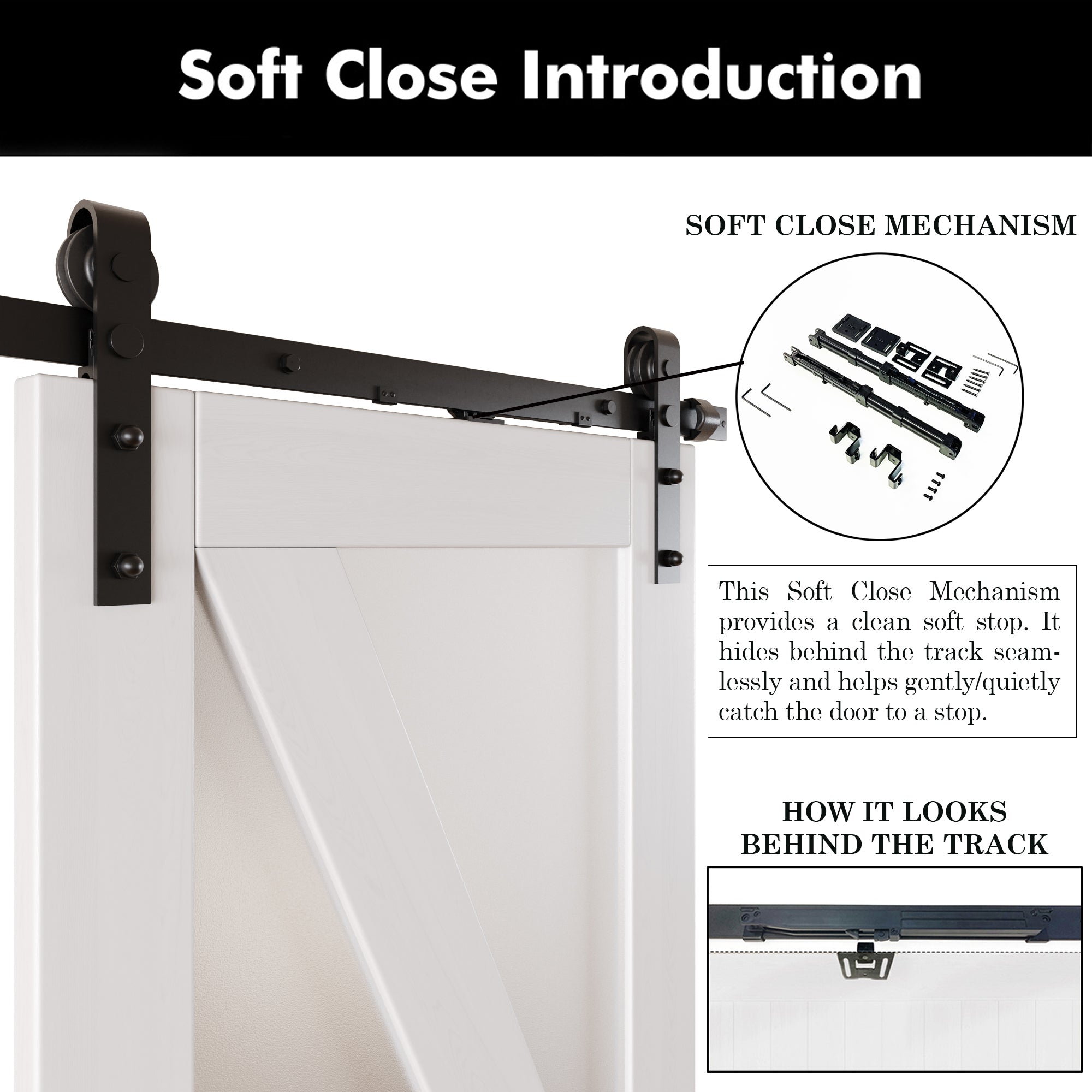 80" Height White Arrow Pattern Glass Unassembled & Finished Pine Wood Barn Door with Non-Bypass Installation Hardware Kit (Interior Use Only)