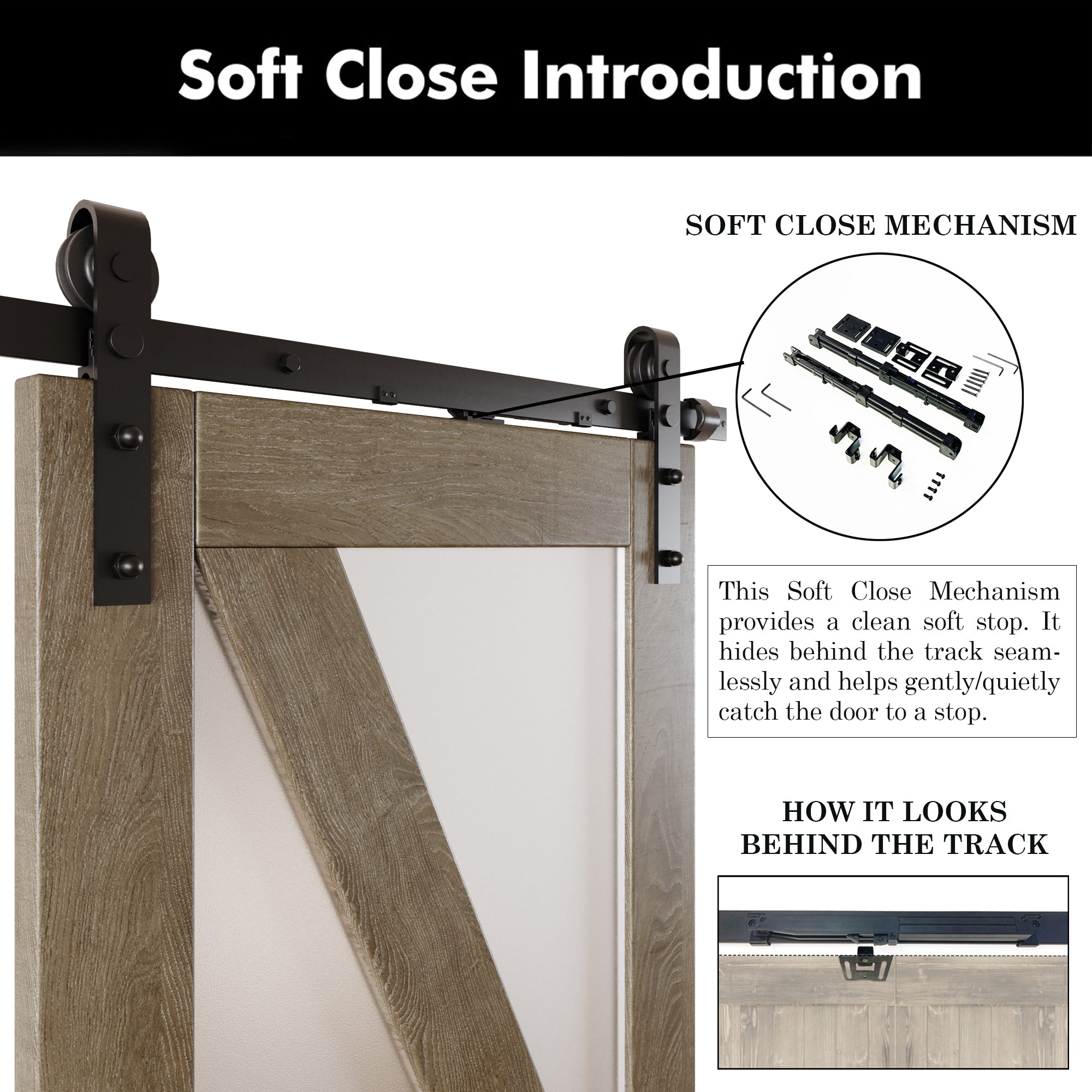 84" Height Classic Gray Arrow Pattern Glass Unassembled & Finished Pine Wood Barn Door with Non-Bypass Installation Hardware Kit (Interior Use Only)