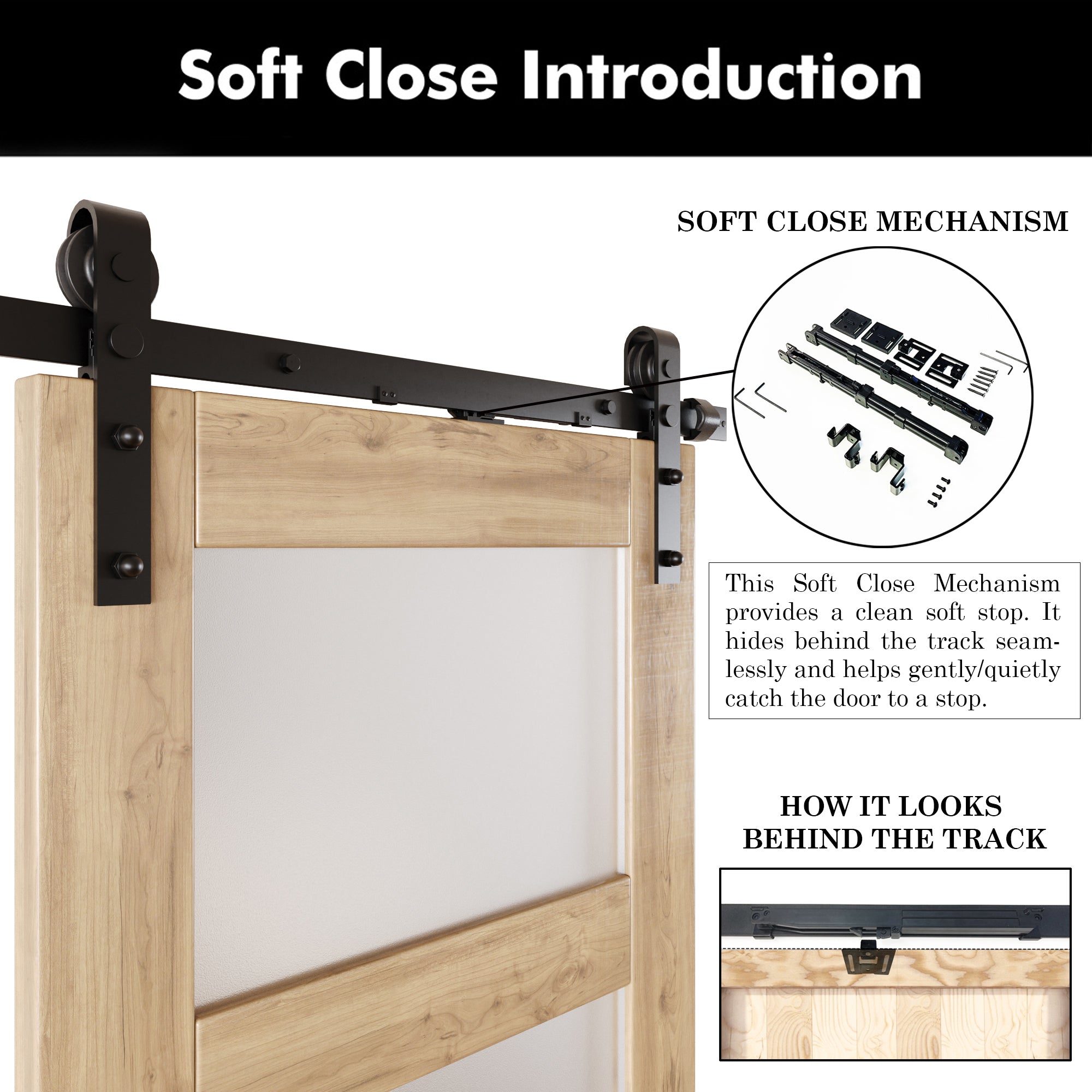 80" Height 4-Lite Frosted Glass Unassembled & Unfinished Pine Wood Barn Door with Non-Bypass Installation Hardware Kit (Interior Use Only)