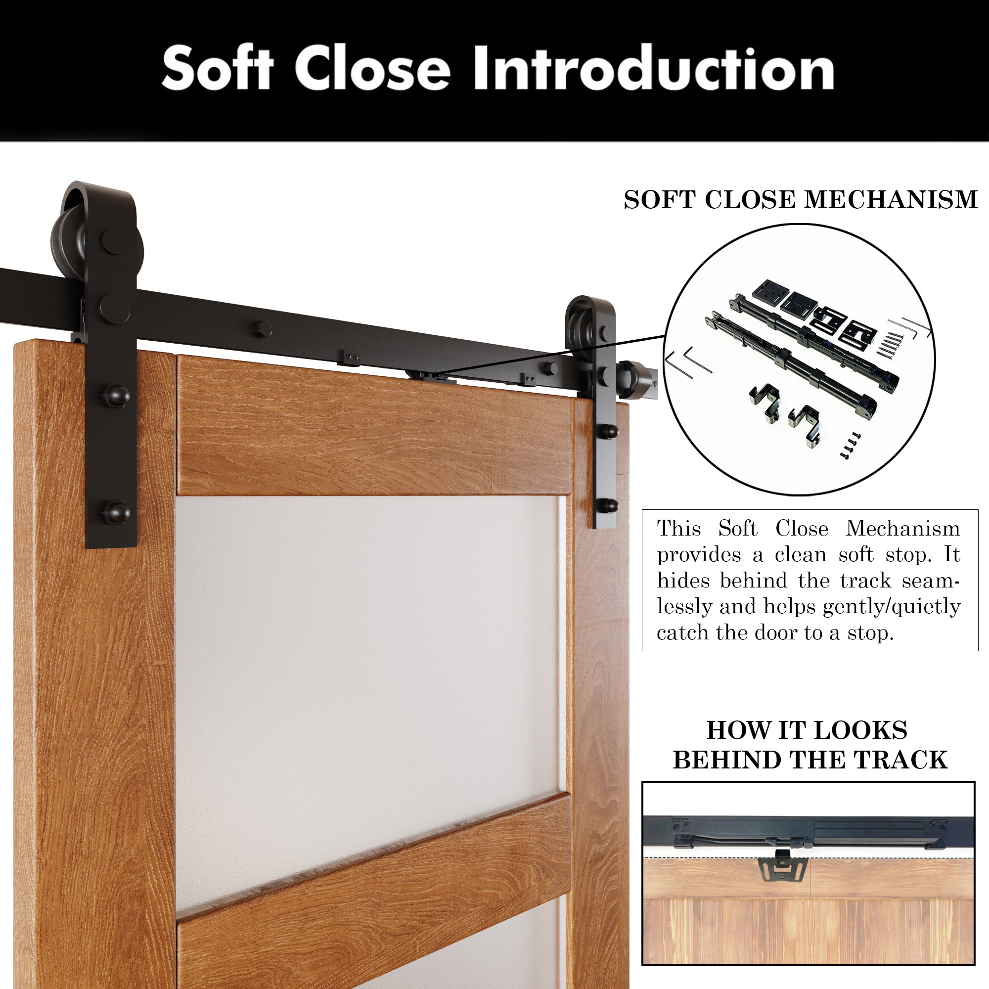 84" Height Early American 4-Lite Frosted Glass Unassembled & Finished Pine Wood Barn Door with Non-Bypass Installation Hardware Kit (Interior Use Only)